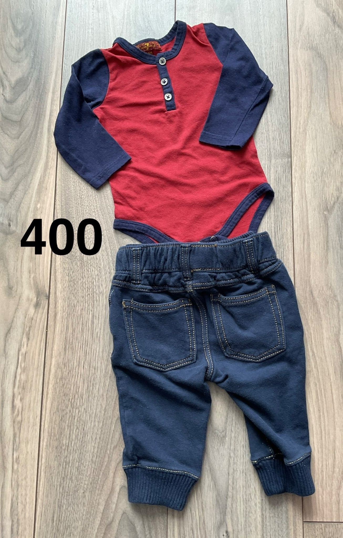 3-6 months outfit Long Sleeve Onesie with Gap Jogger Jean, Kids 6 Month (3-6M)