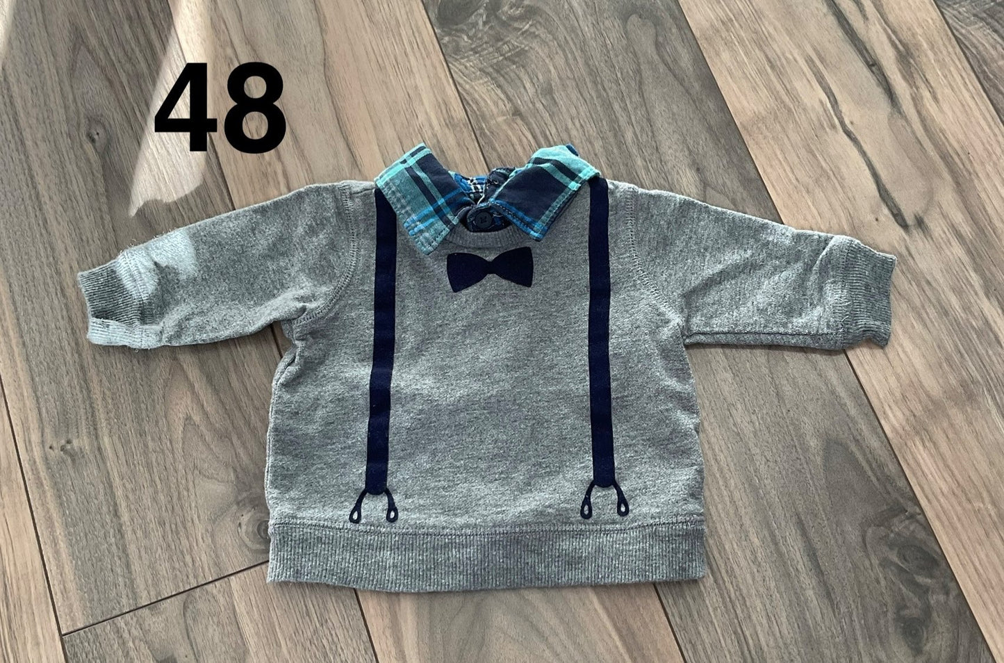 Baby Boy Suspenders and. Bow Tie Sweatshirt 0-3 Months, Kids 3 Month (0-3M)