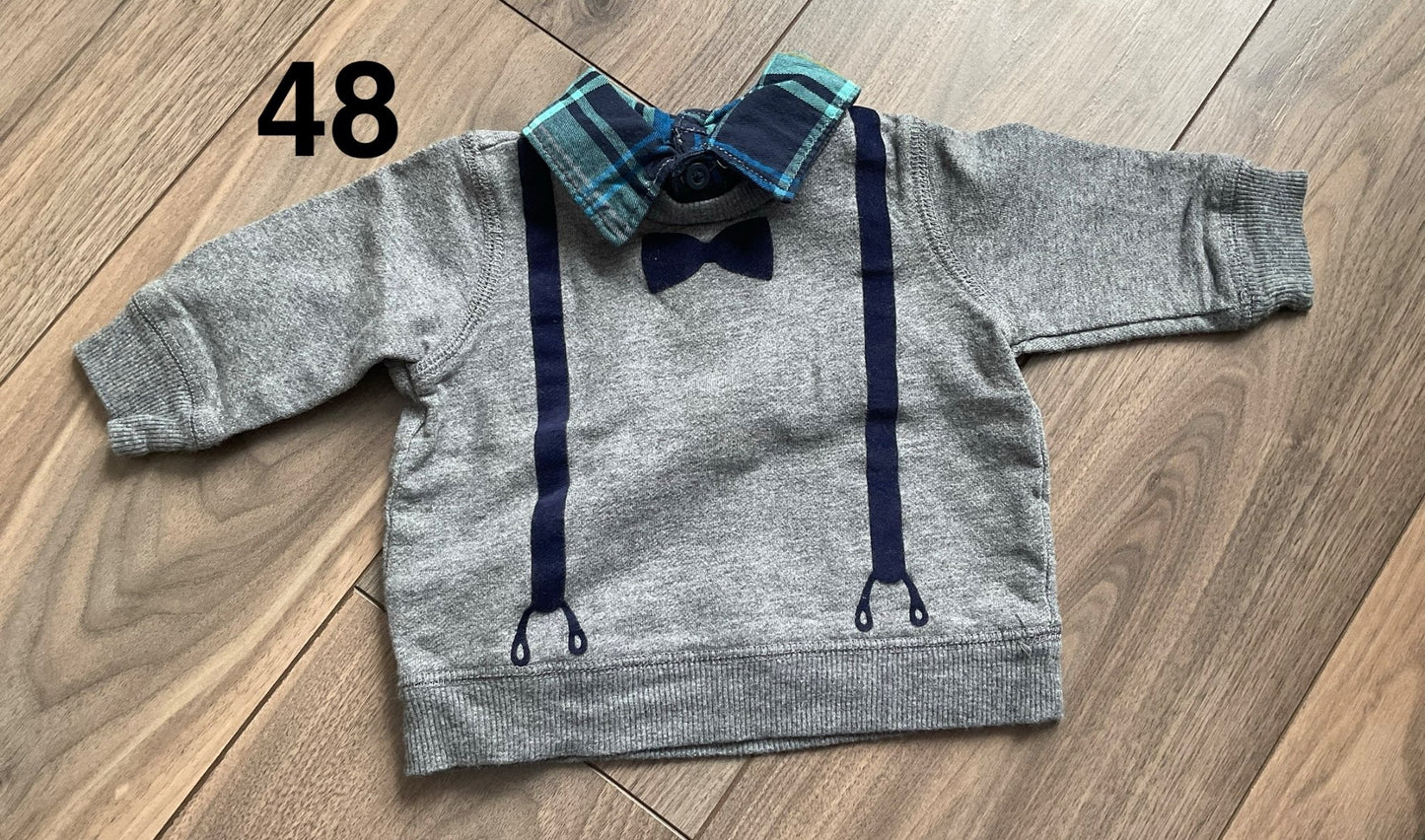 Baby Boy Suspenders and. Bow Tie Sweatshirt 0-3 Months, Kids 3 Month (0-3M)