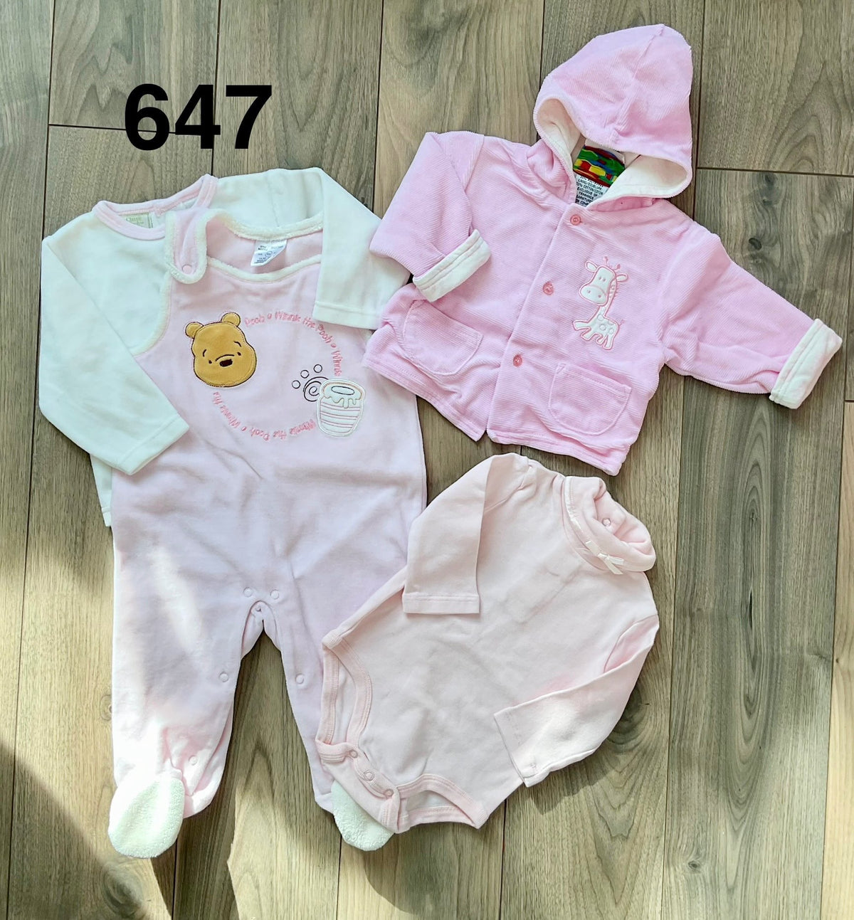 Pink! Turtleneck Onesie, Pink Jacket, Winnie the Pooh Outfit 6-9 Months, Kids 9 Month (6-9M)