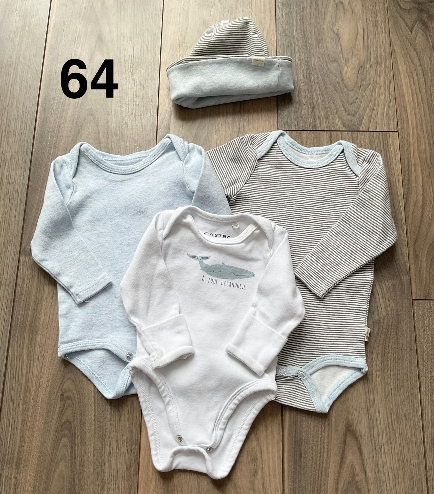 Baby Boy Long Sleeve Onesies Blue, Grey and White 0-3 Months, Kids 3 Month (0-3M)