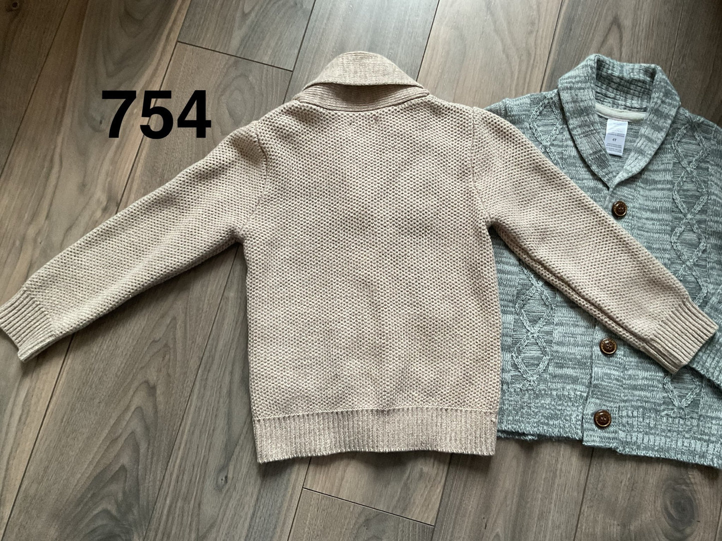 Boys Button Up Sweaters, Grey and Brown Size 4, Kids 4/4T
