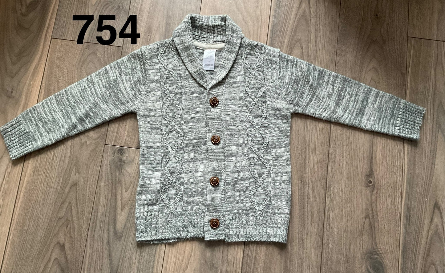 Boys Button Up Sweaters, Grey and Brown Size 4, Kids 4/4T