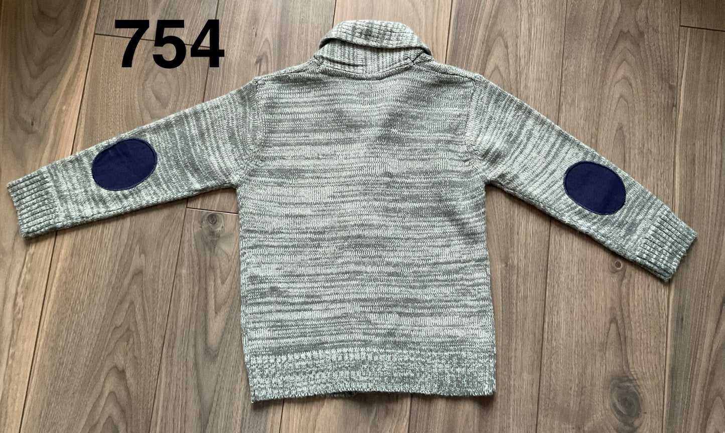Boys Button Up Sweaters, Grey and Brown Size 4, Kids 4/4T