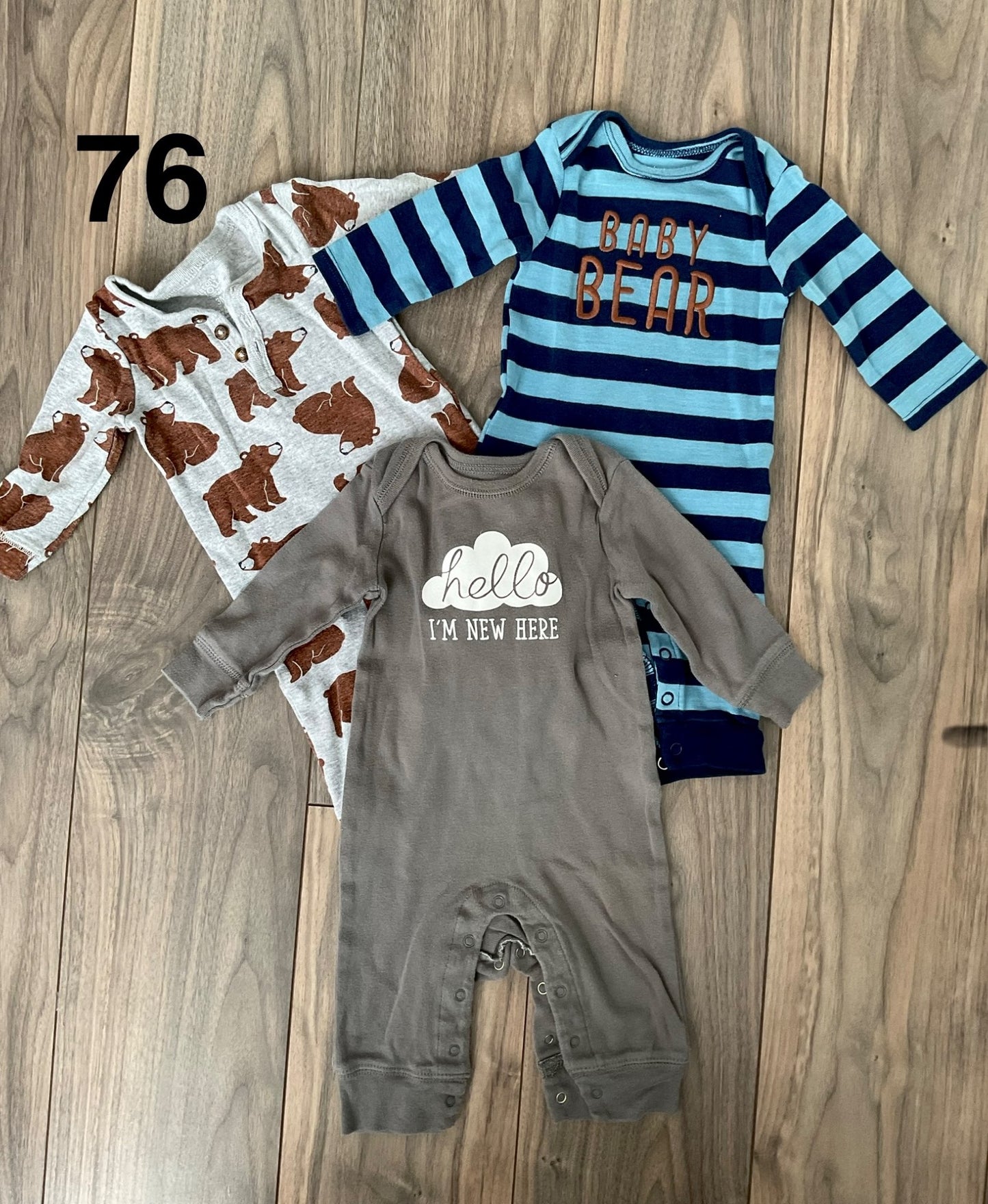Long Sleeve One piece Outfits, Bears, Baby Bear and Hello 3 Months, Kids 3 Month (0-3M)