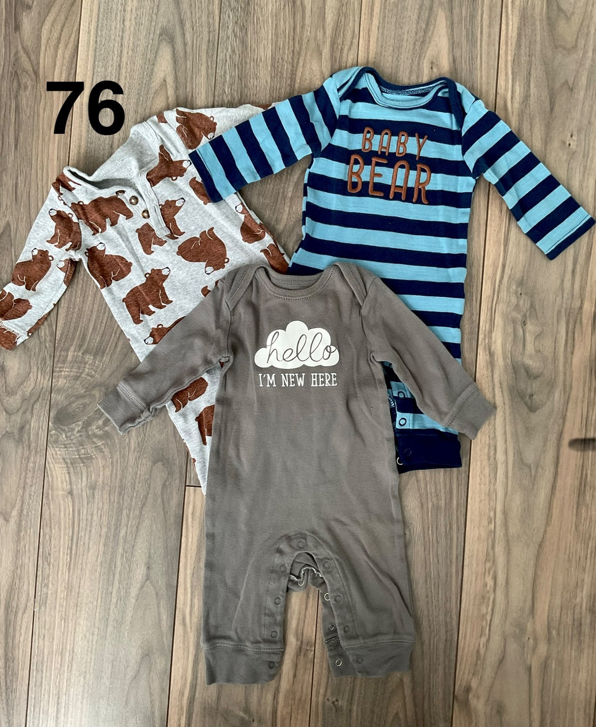 Long Sleeve One piece Outfits, Bears, Baby Bear and Hello 3 Months, Kids 3 Month (0-3M)