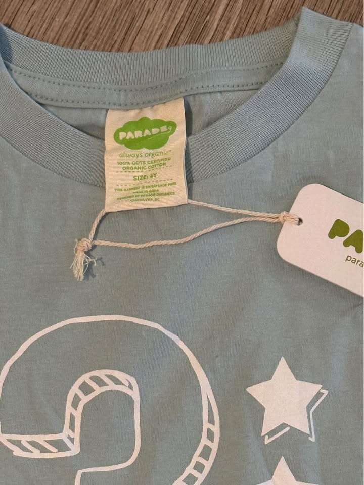 NEW Parade Organics birthday shirt, size *4T*, Kids 4/4T