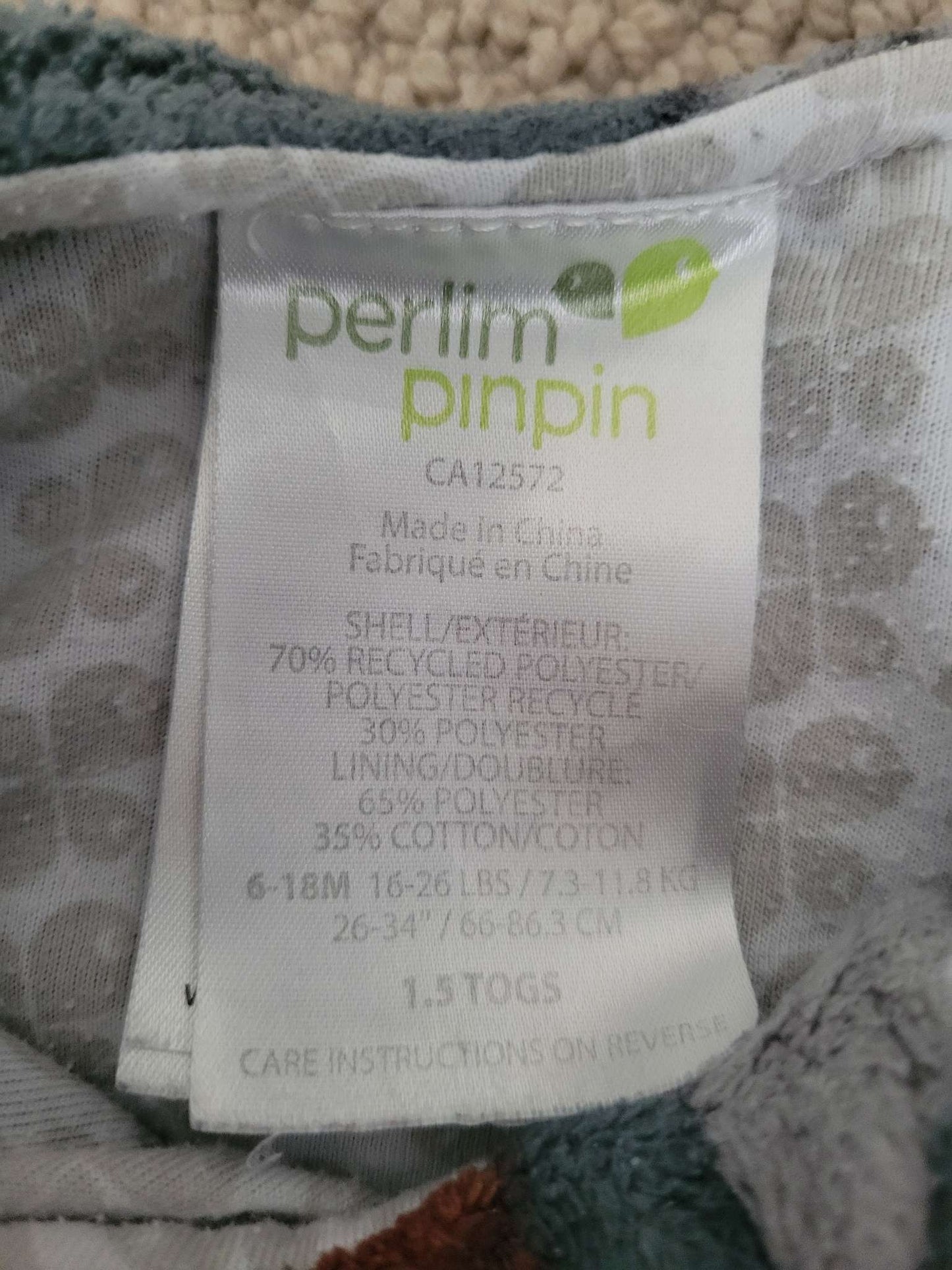 Perlimpinpin sleep sack 6-18m beavers, 12-18 Months (Large)
