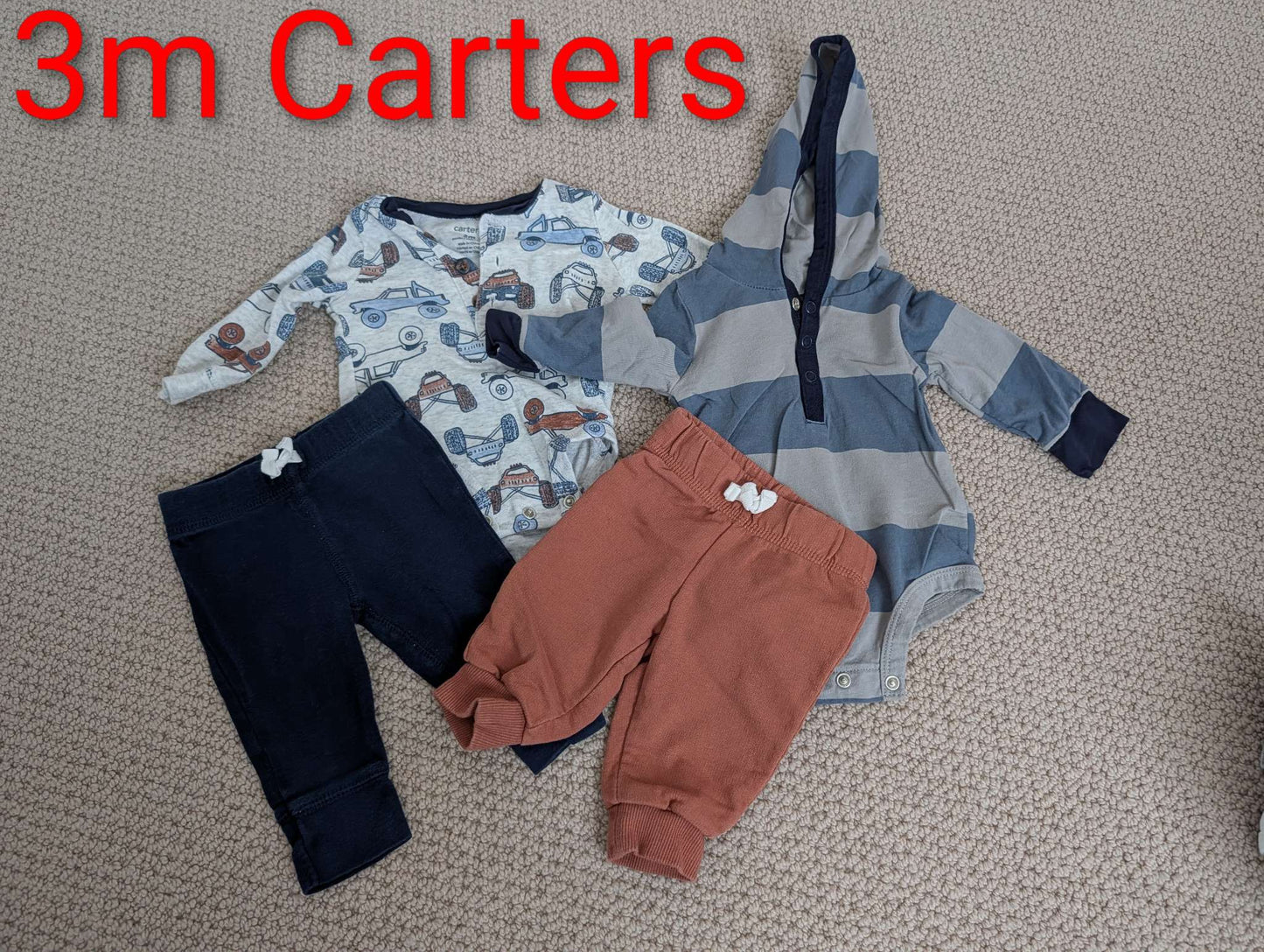 3m Carters blue-orange set , Kids 3 Month (0-3M)