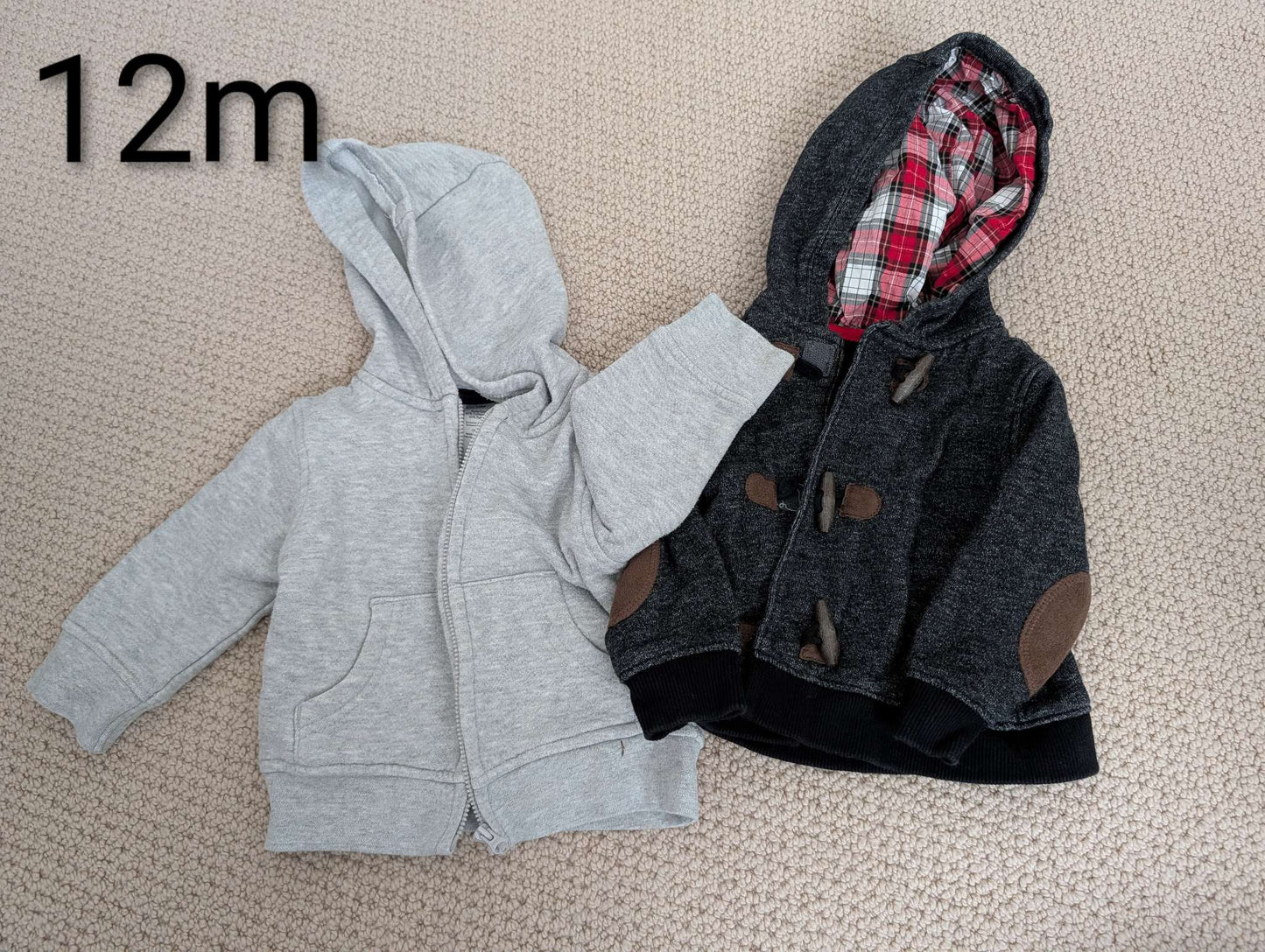 12m hoodies grey , Kids 12 Month (9-12M)