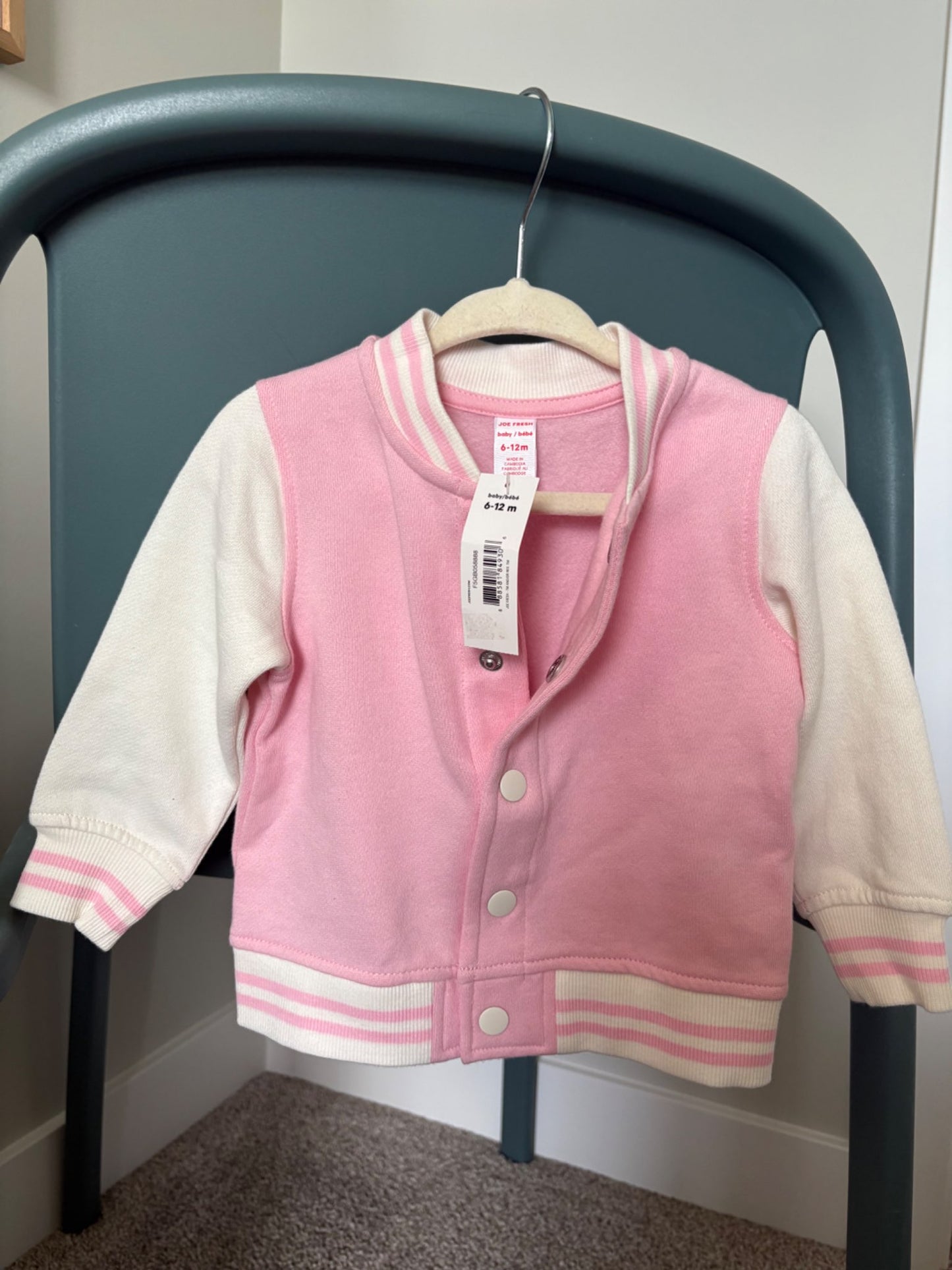 Pink Varsity Jacket, Kids 9 Month (6-9M)