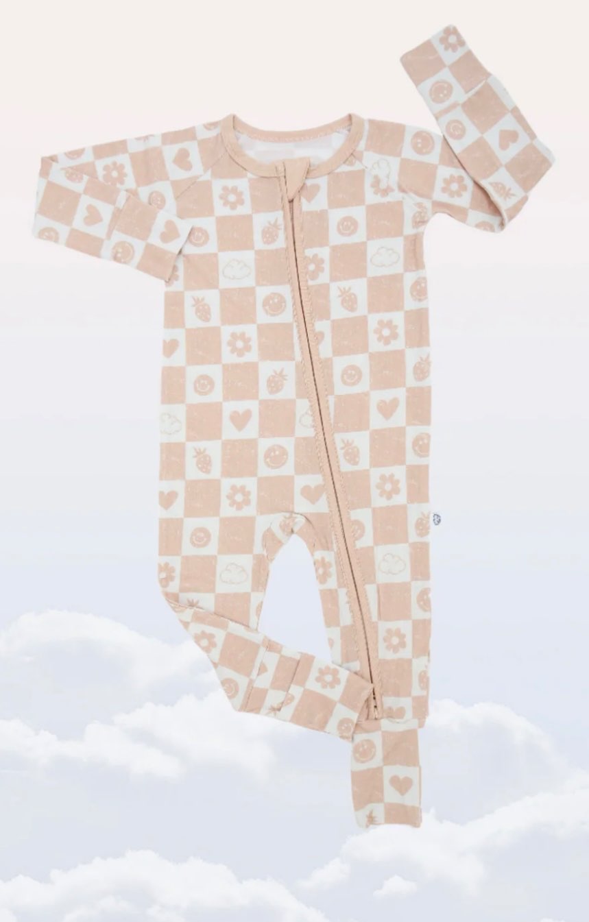 Sunday Littles Peach Checkered PJs, Kids 18 Month (12-18M)
