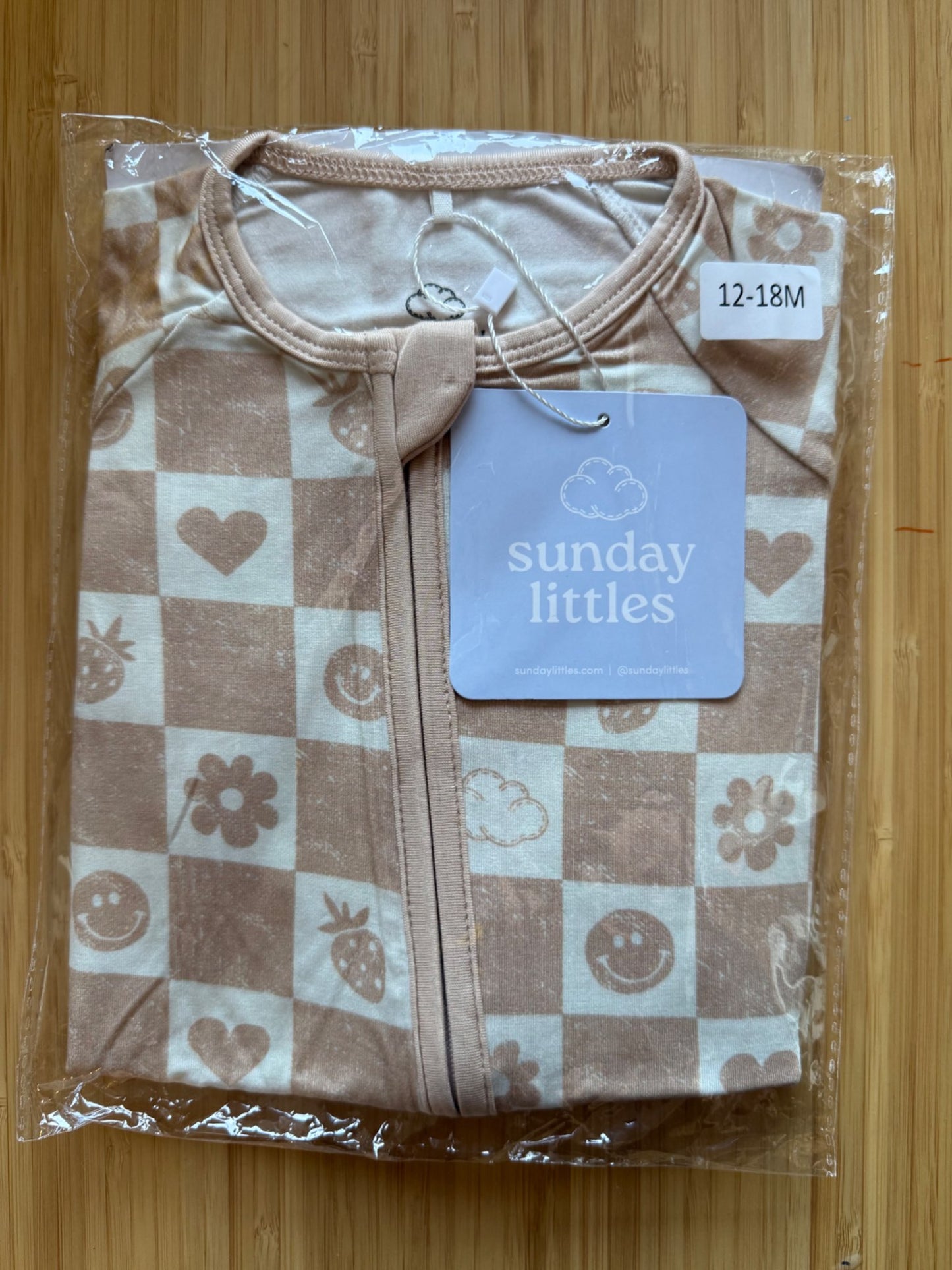 Sunday Littles Peach Checkered PJs, Kids 18 Month (12-18M)