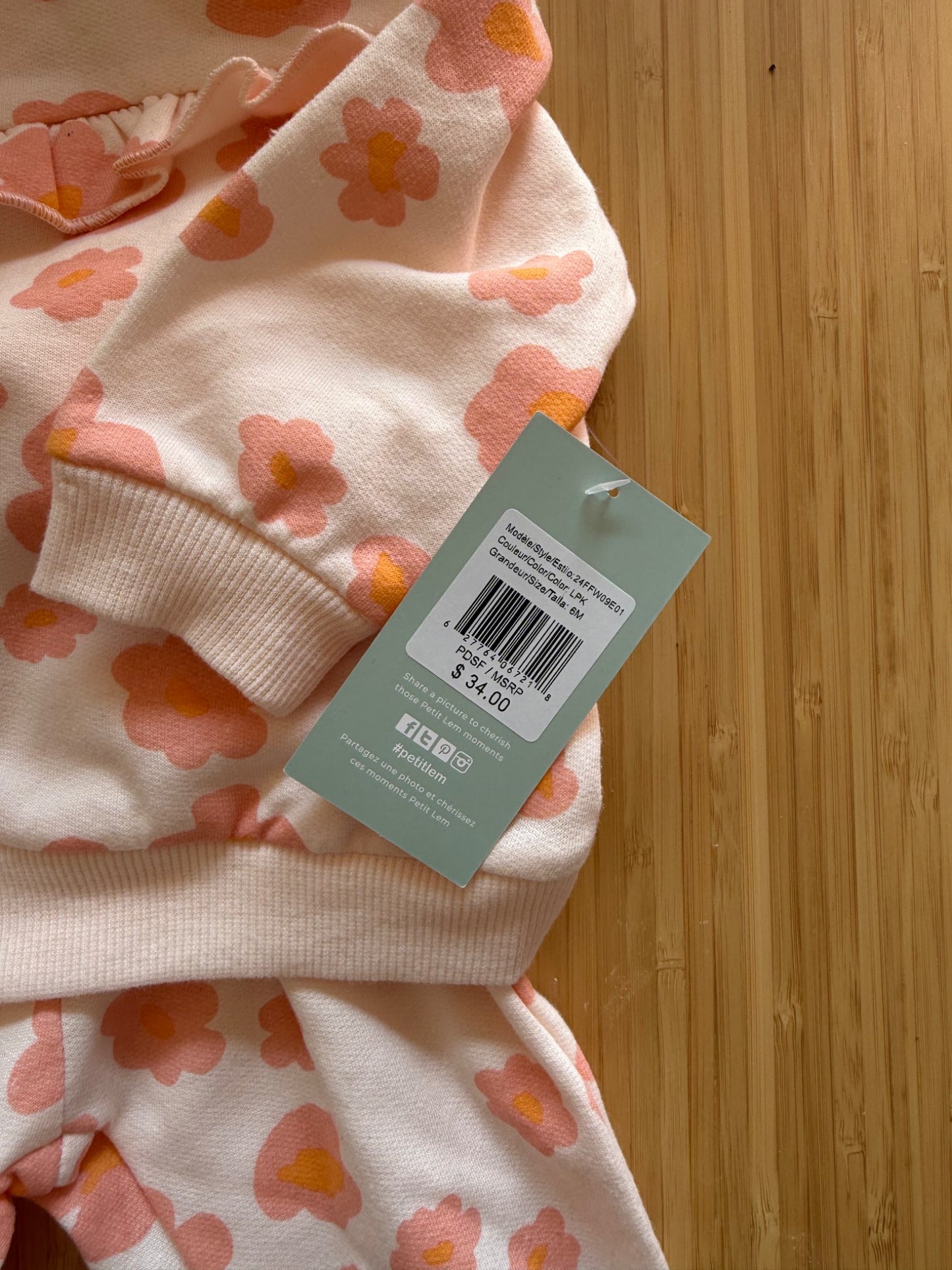 Petit Lem Flower 3 Piece Set, Kids 6 Month (3-6M)