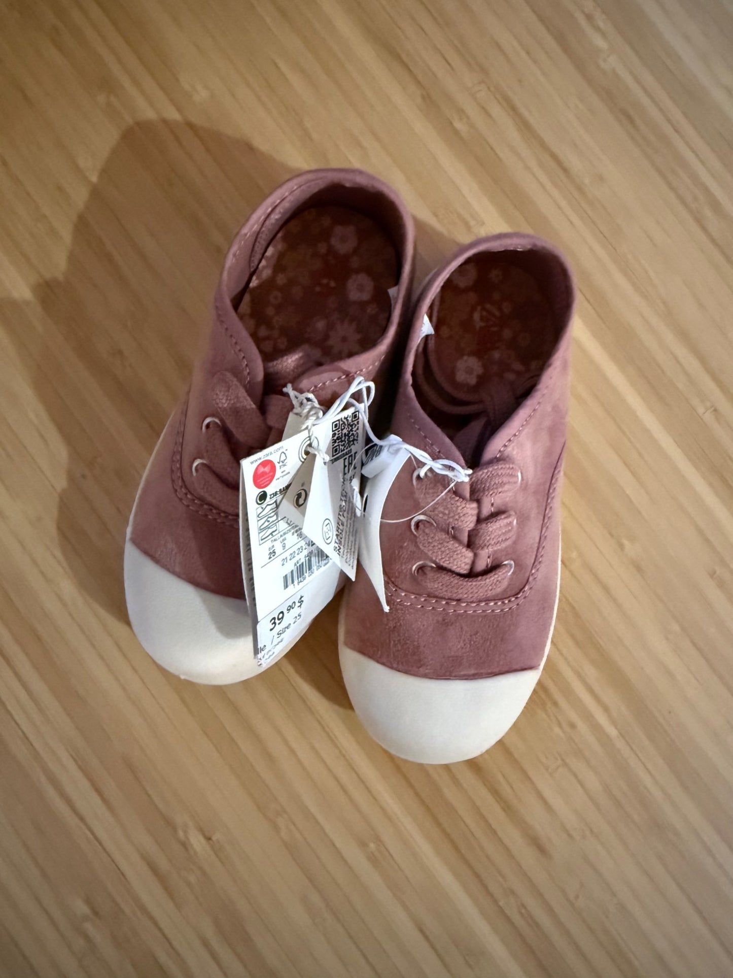 Zara Pink Lace Up Shoes, Shoes 9 (Toddler:2-4yr)