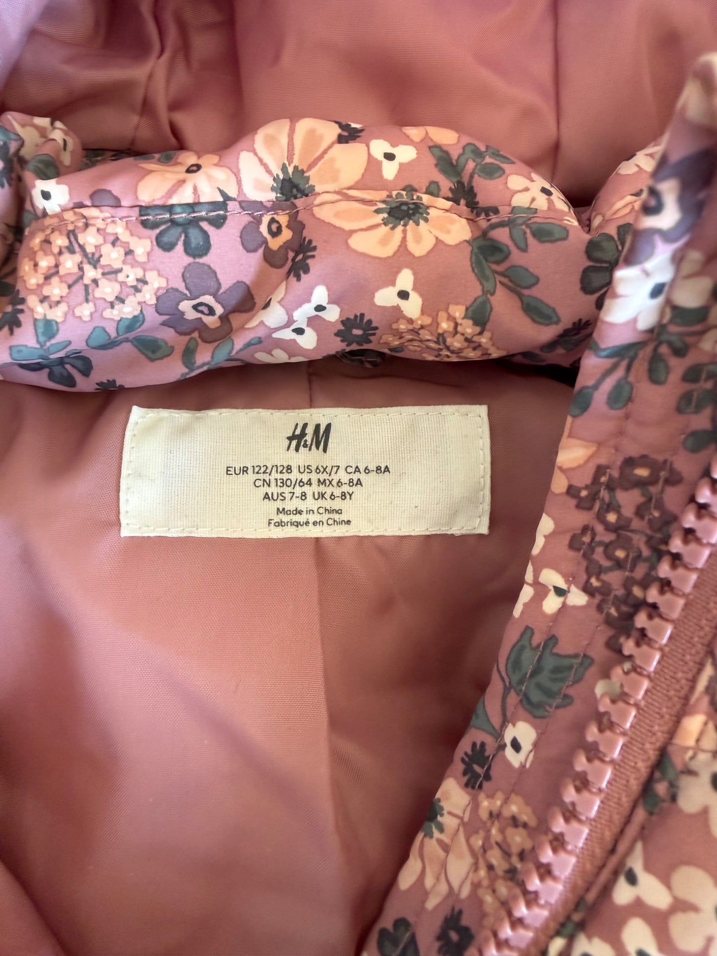 H&M Floral Winter Jacket Mauve, Kids 6/6X