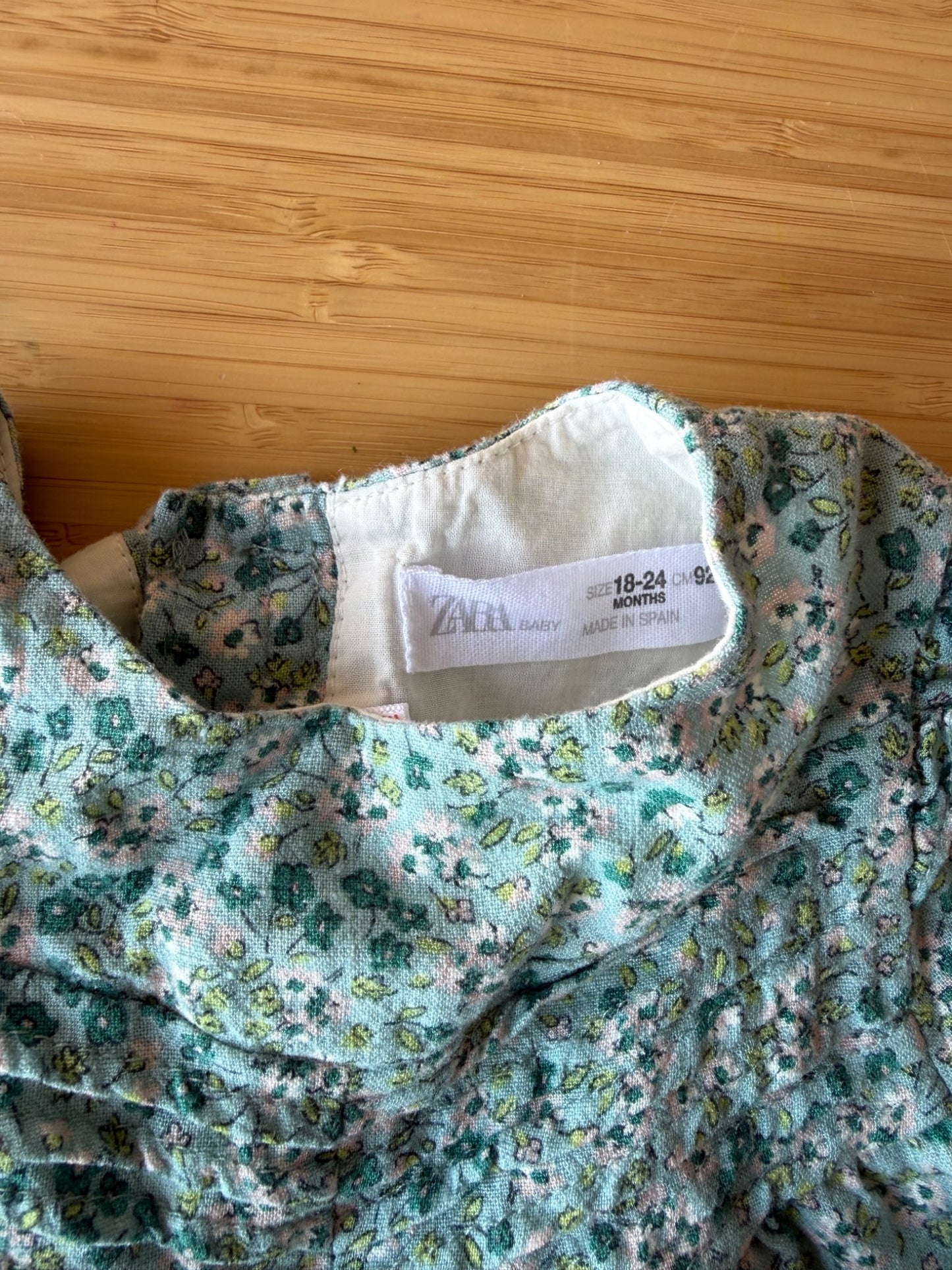 Zara Green Floral Dress , Kids 24 Month (18-24M)