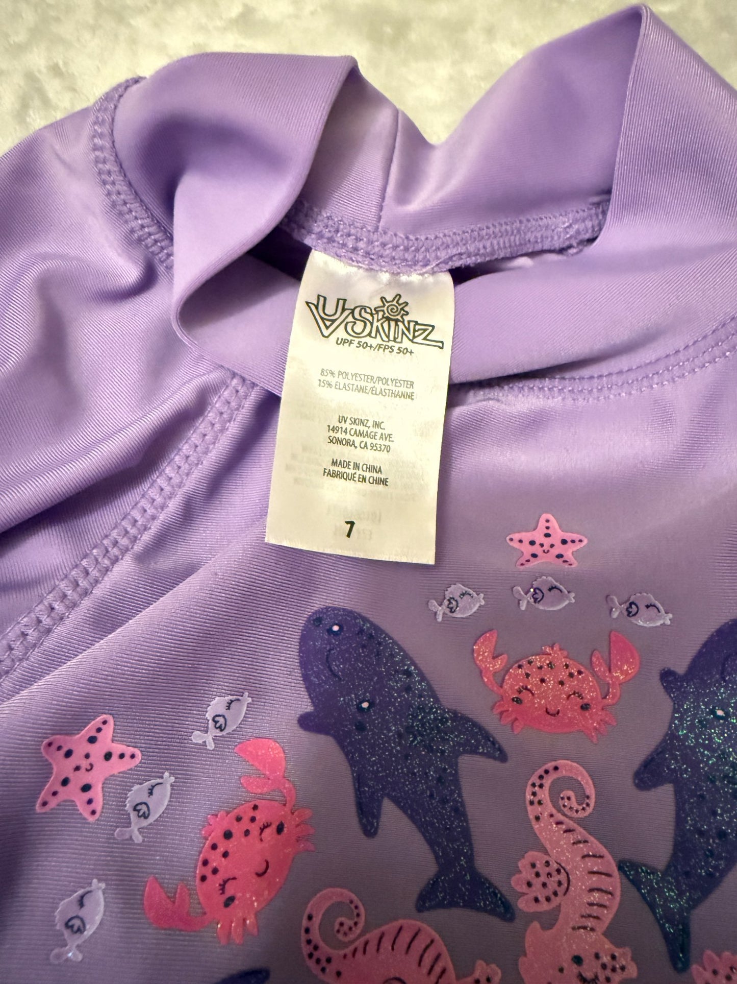 UV Skinz Girls Swimsuit Size 7, Kids 7 & 8 (small)