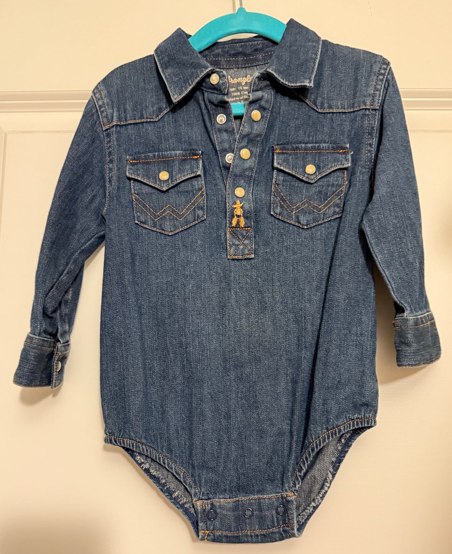 Wrangler Toddler Denim Onesie Size 18M, Kids 18 Month (12-18M)