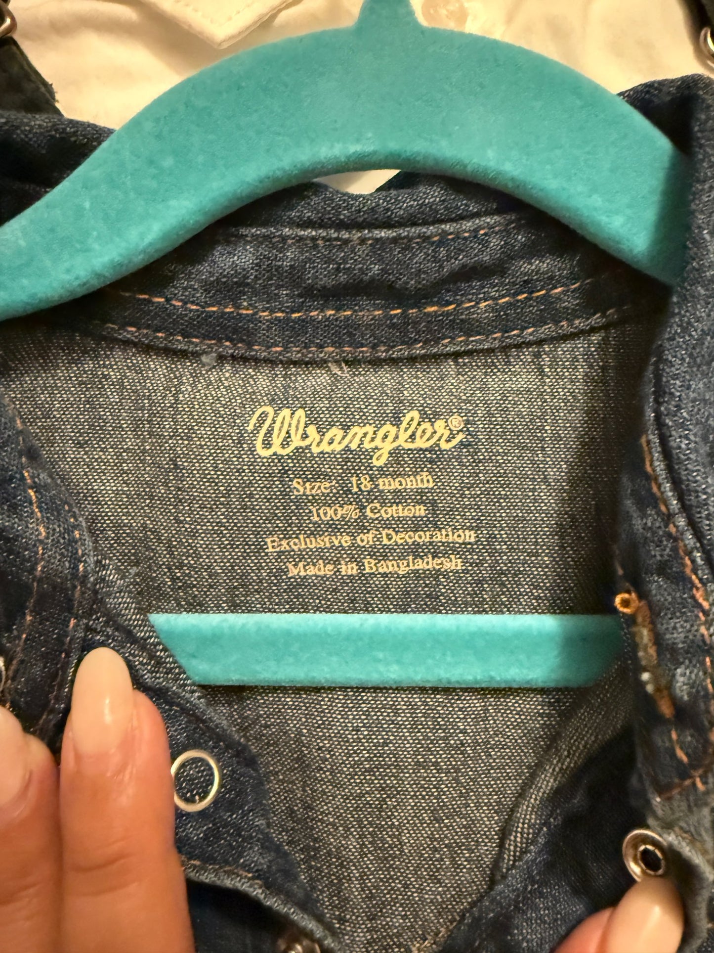 Wrangler Toddler Denim Onesie Size 18M, Kids 18 Month (12-18M)