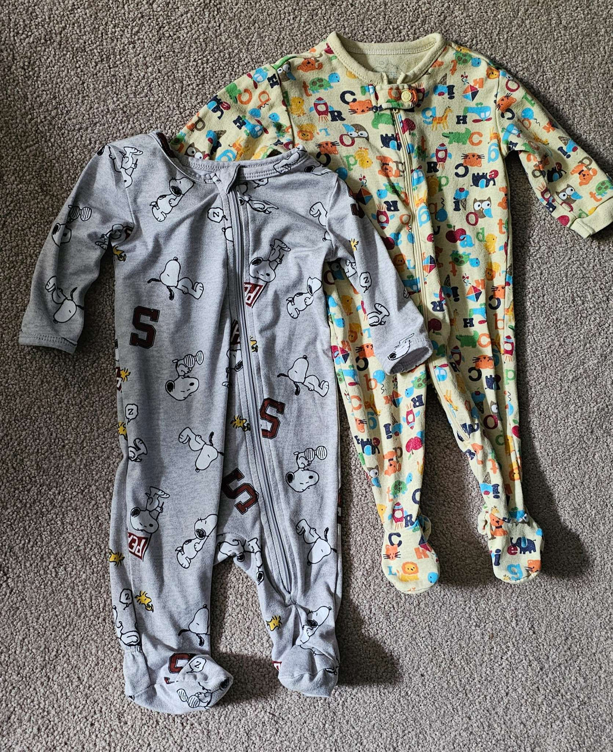 Bundle of Newborn 0-3m Pajamas Snoopy, Alphabet, Kids 3 Month (0-3M)