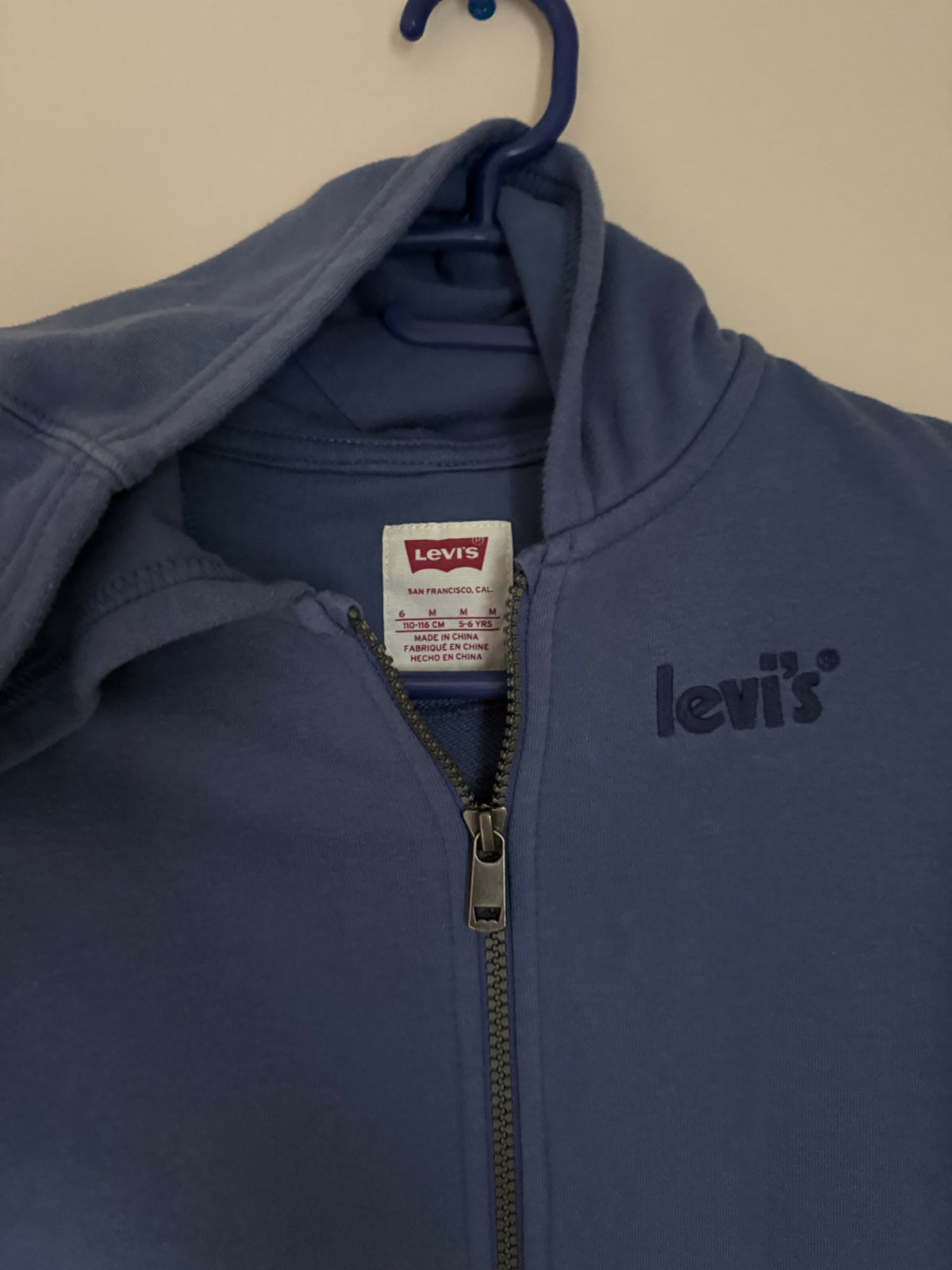 Levi’s Navy Zip-Up Hoodie, Kids 5/5T