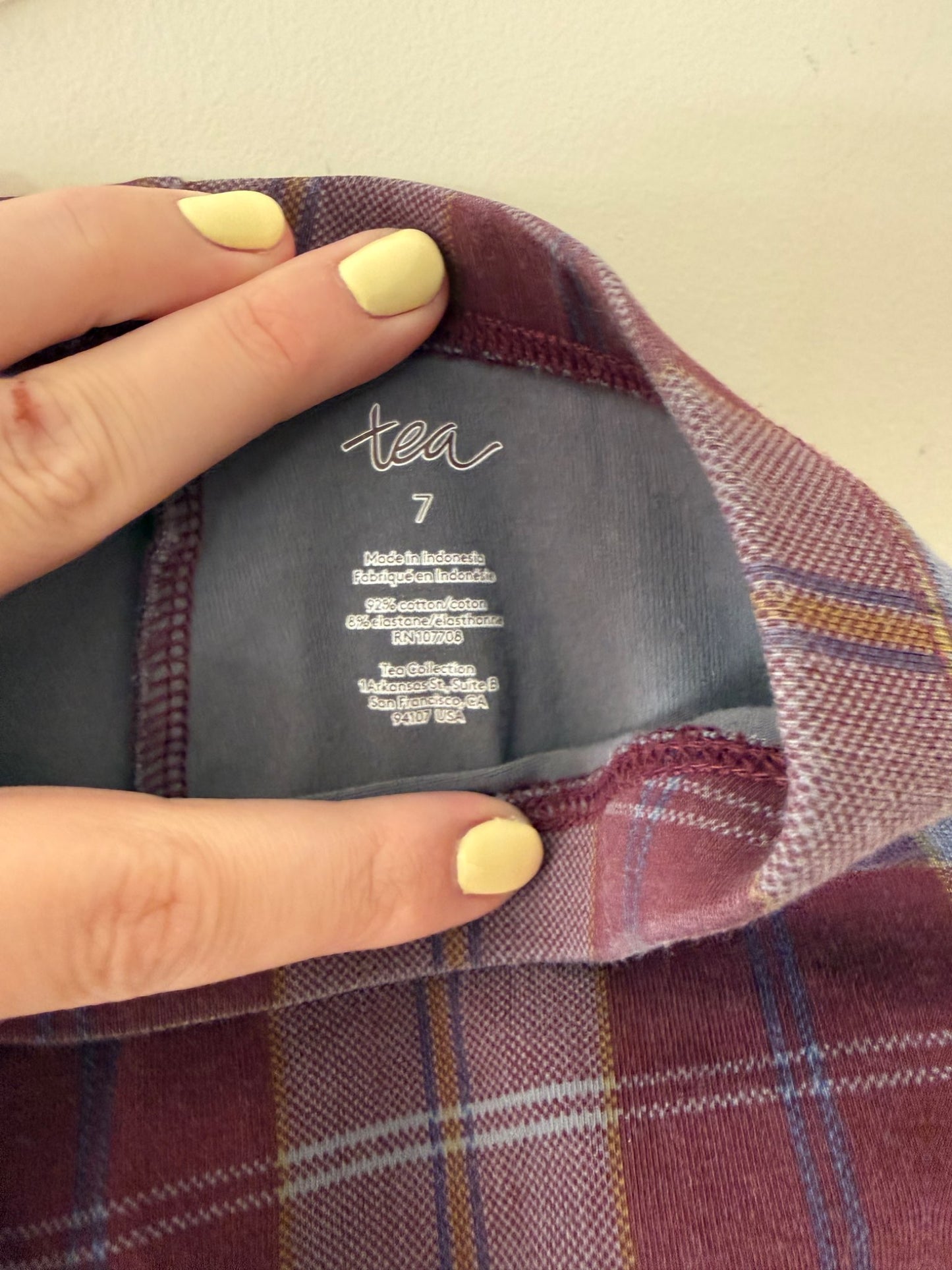 Tea Collection Plaid Leggings, Size 7, Kids 7