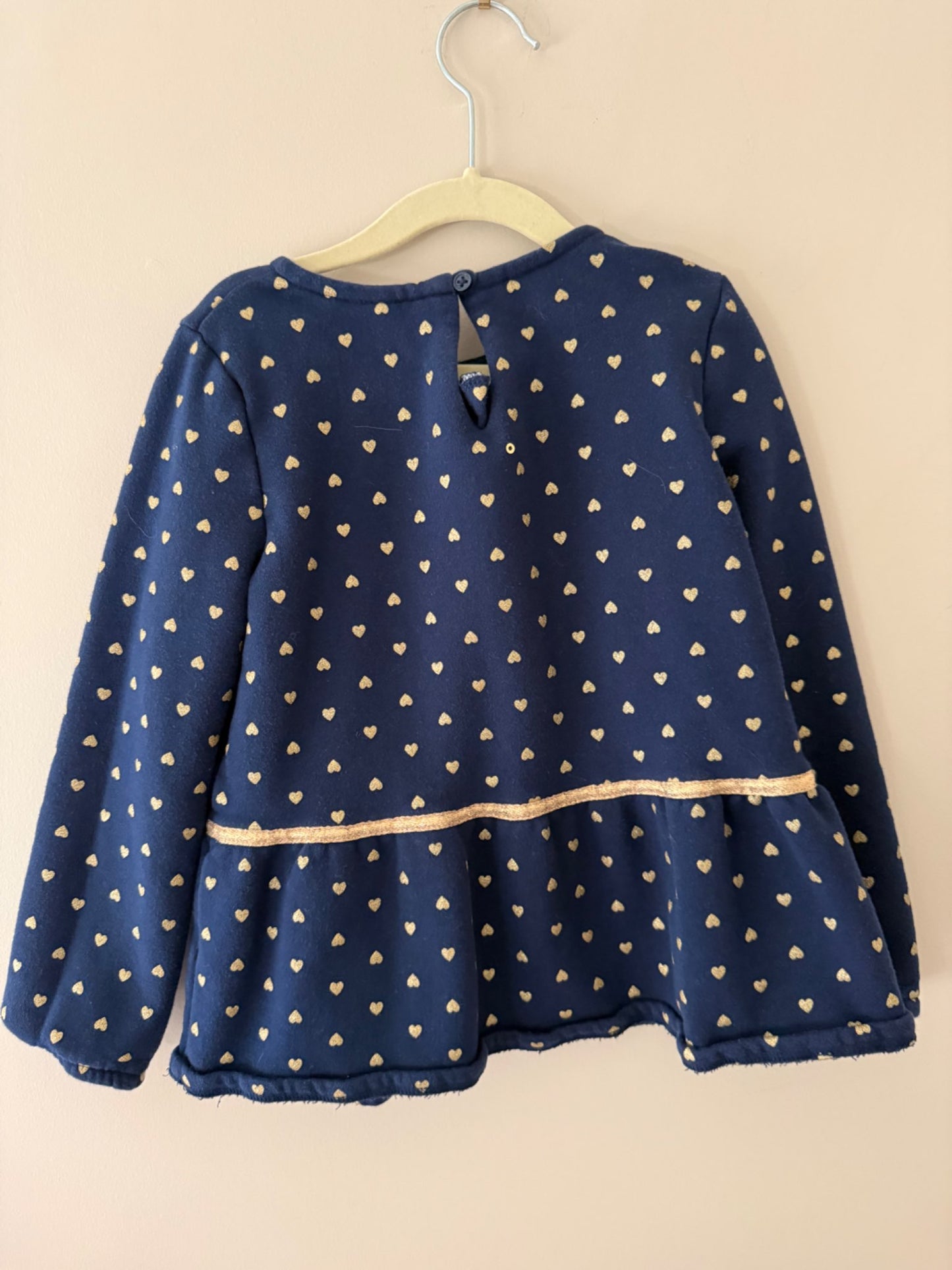 Carter’s Navy Gold Heart Peplum Top — Size 7, Kids 7