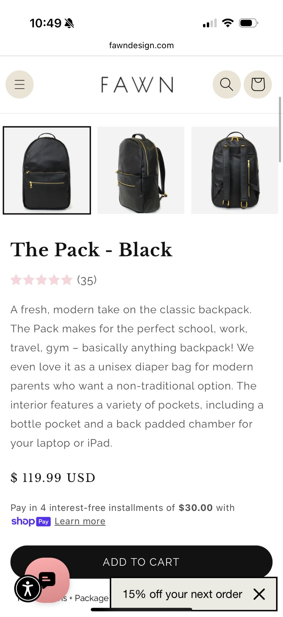 Fawn Design The Pack in Dusty Rose (Retail $120 USD)