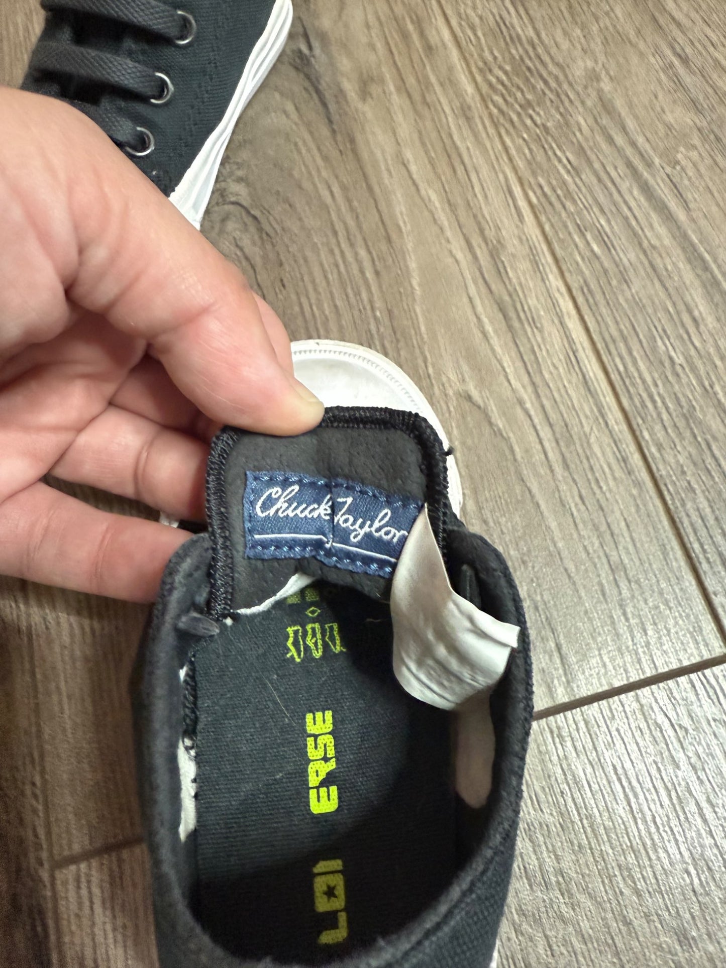 Converse Chuck Taylor’s - All Black Stitching, Size 5 (w/ Stretch Laces), Shoes 5 (Walkers:12-24 mth)