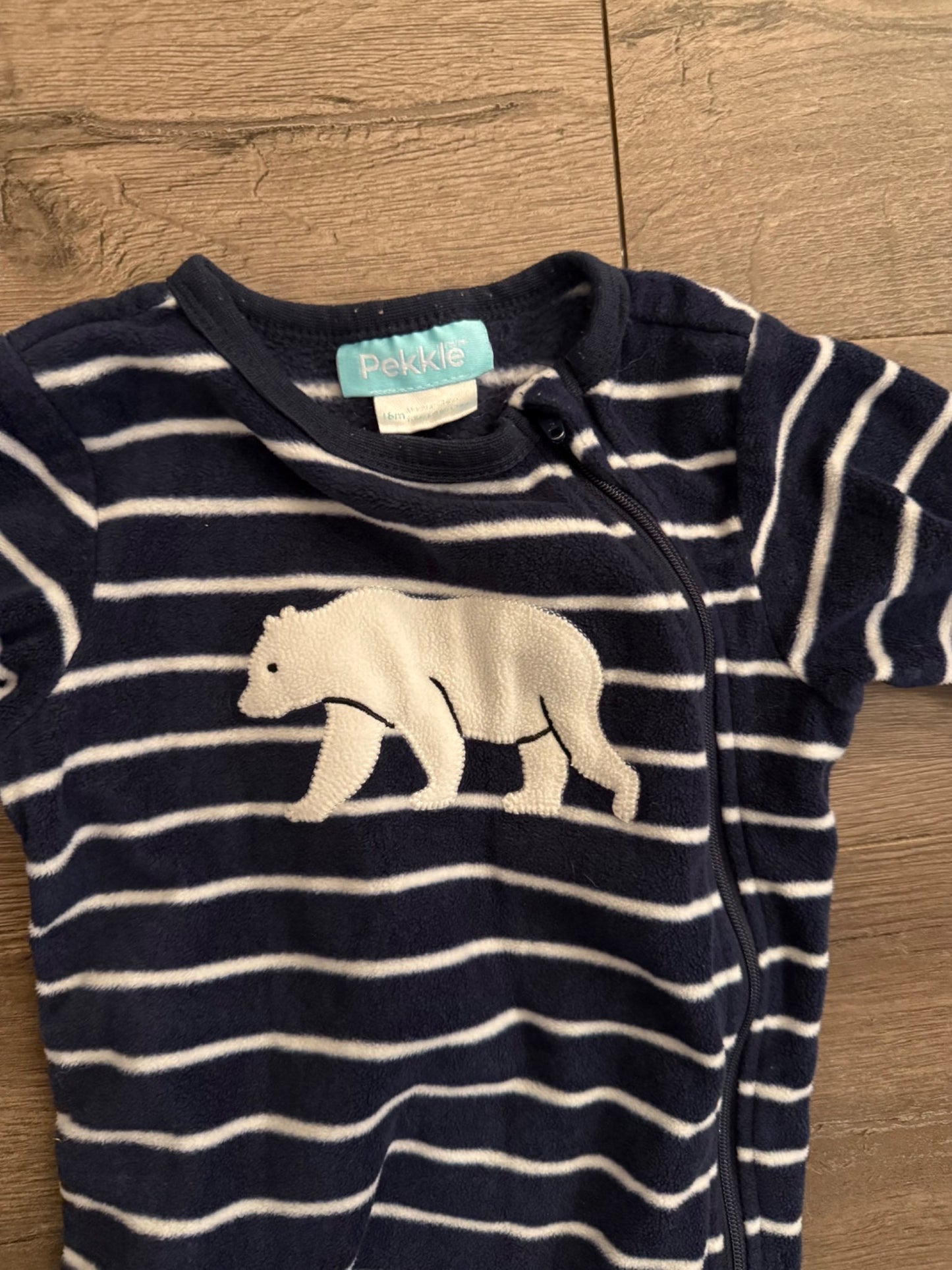 Pekkle Blue Fleece Sleepers 18m , Kids 18 Month (12-18M)