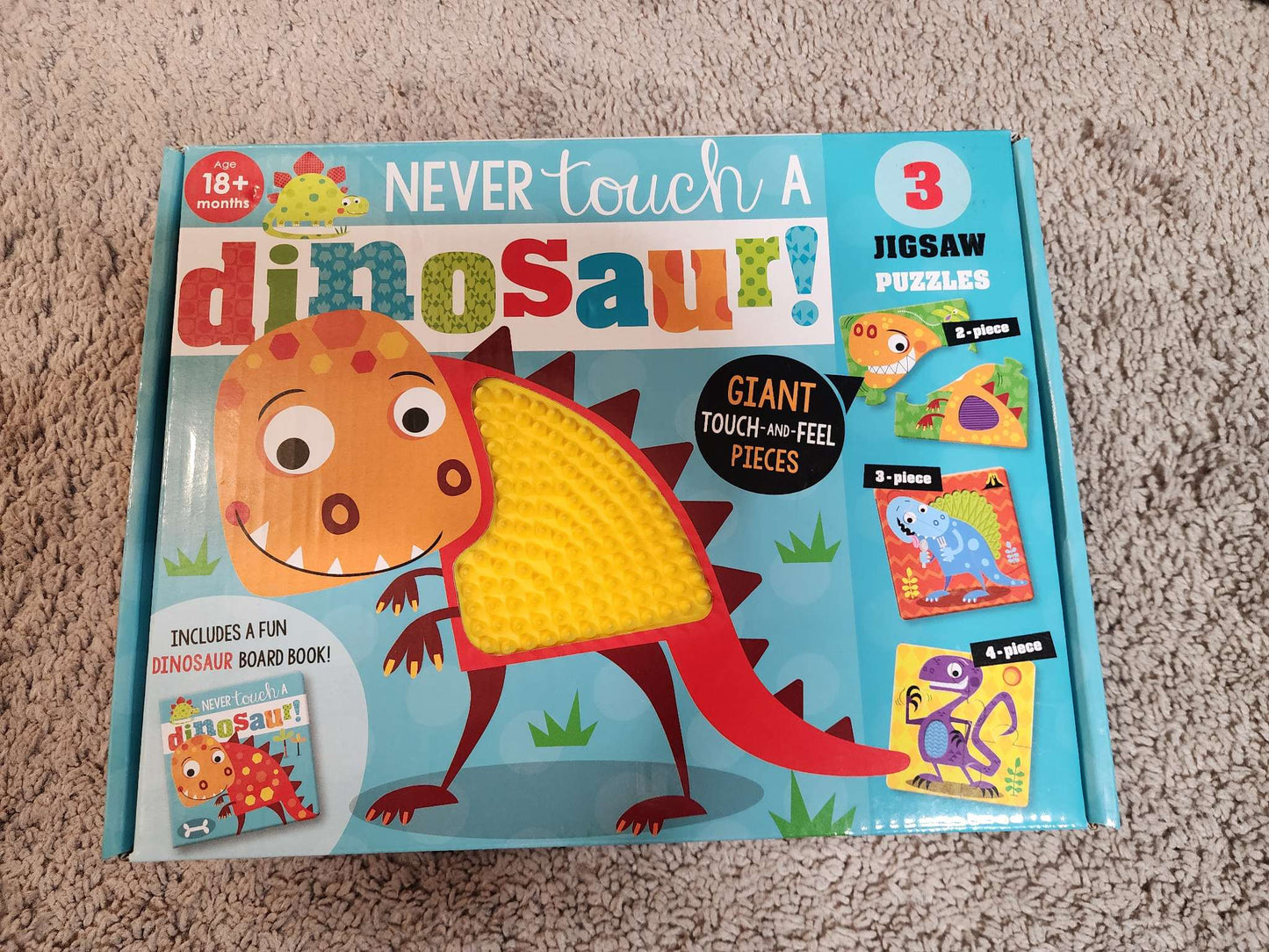 Never touch a dinosaur puzzle and board book!
