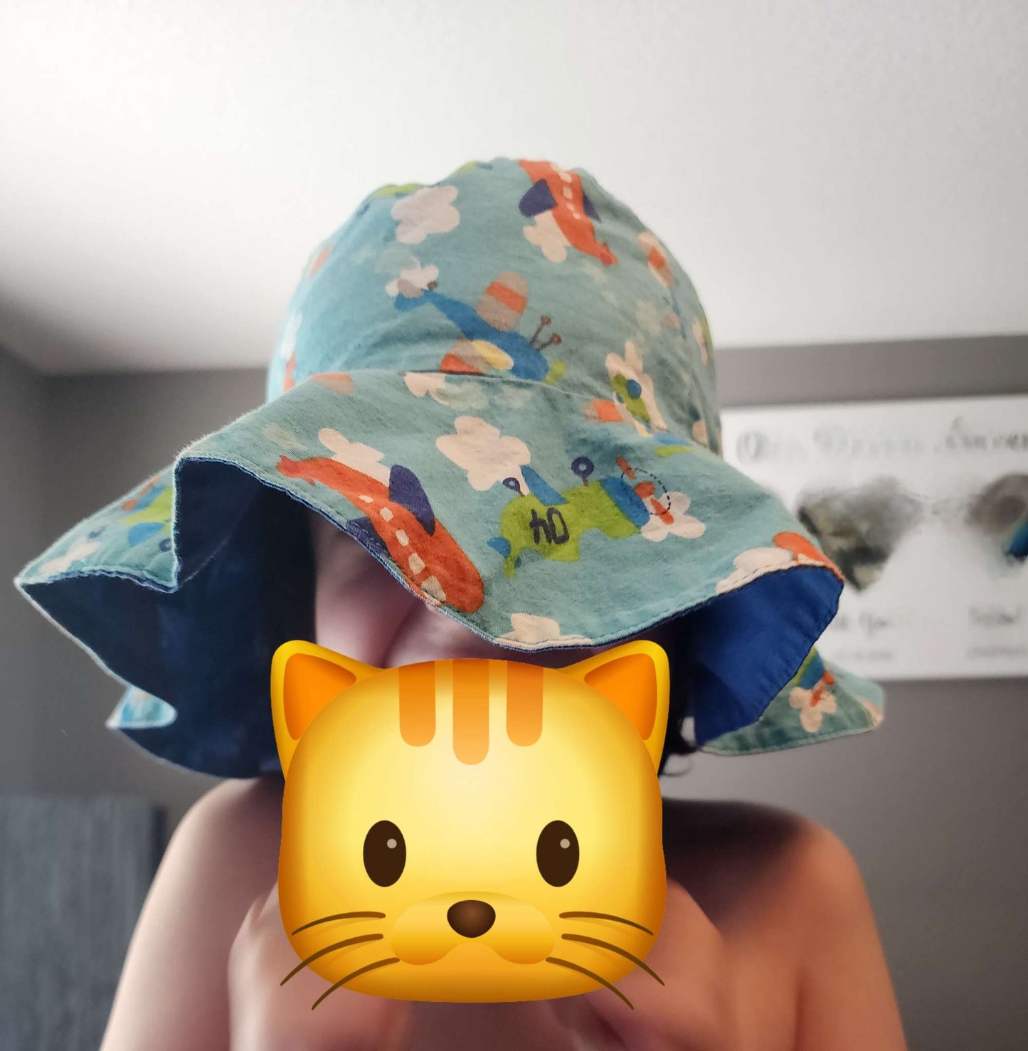2 over sized sun hats size 4-6- fire trucks & planes