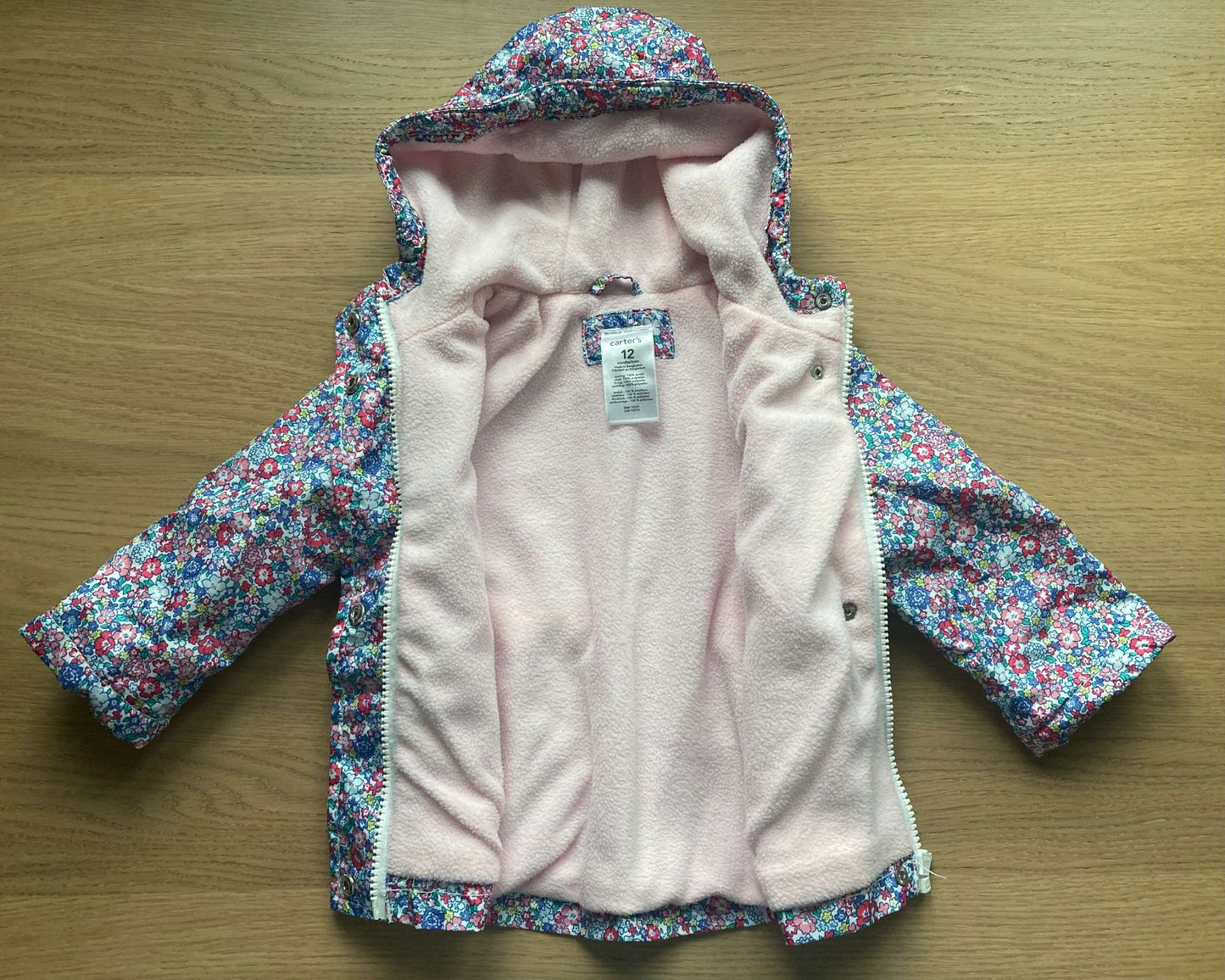 Floral Fleece Lined Jacket, Size 12 mos