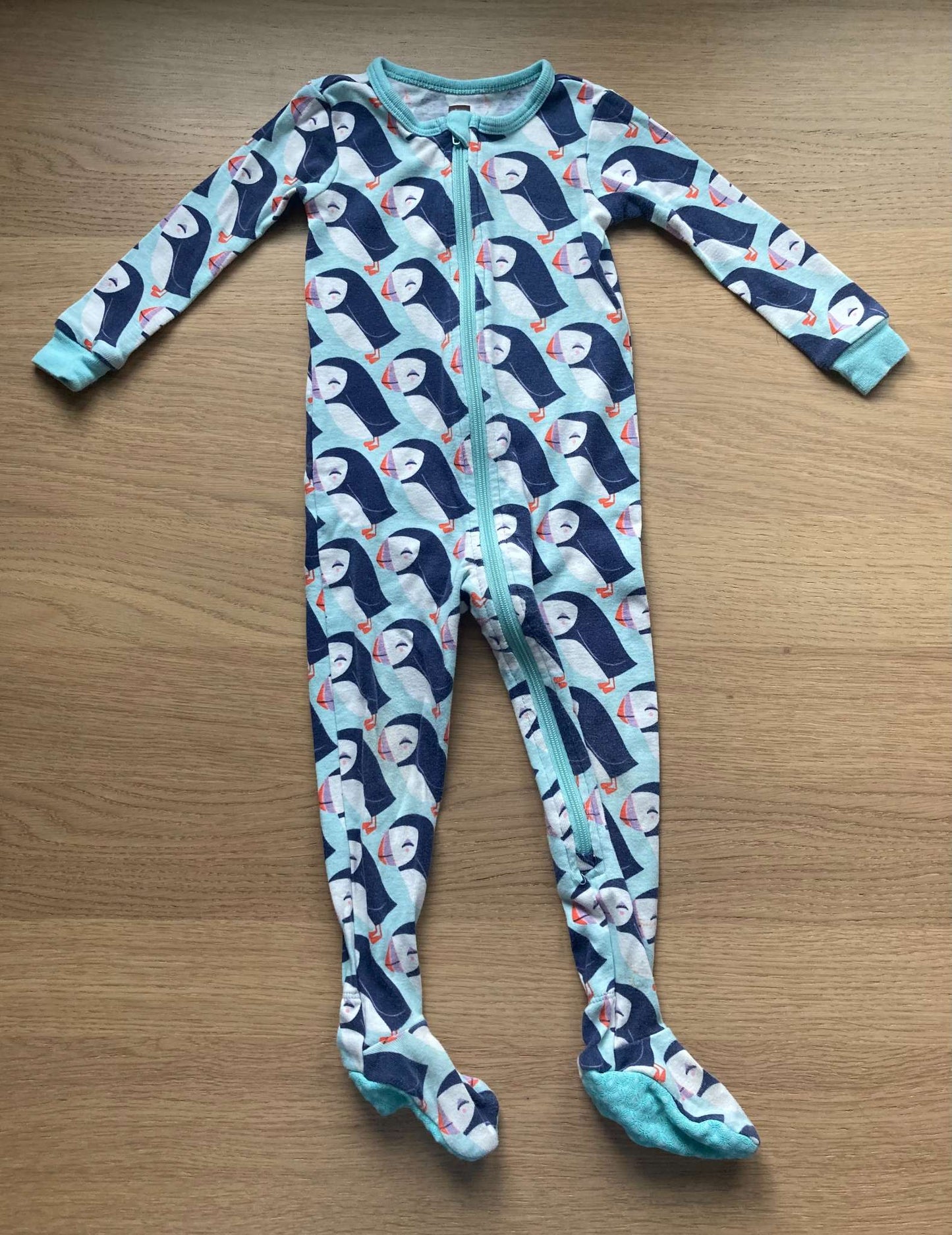 Puffin Turquoise Pajamas, Size 9-12 mos, Kids 12 Month (9-12M)