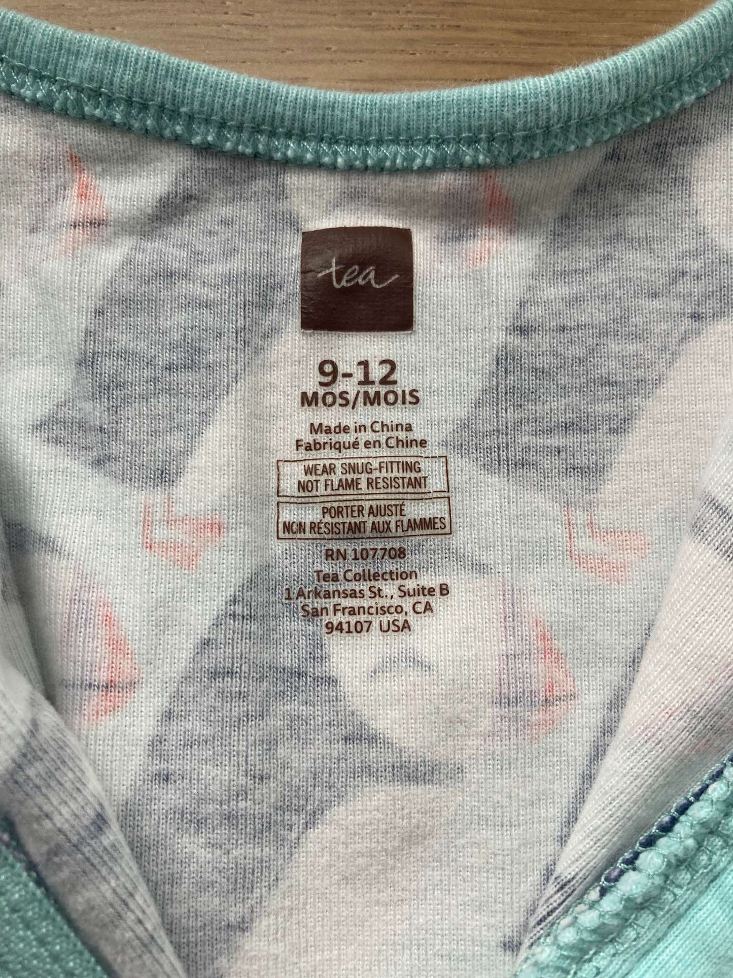 Puffin Turquoise Pajamas, Size 9-12 mos, Kids 12 Month (9-12M)