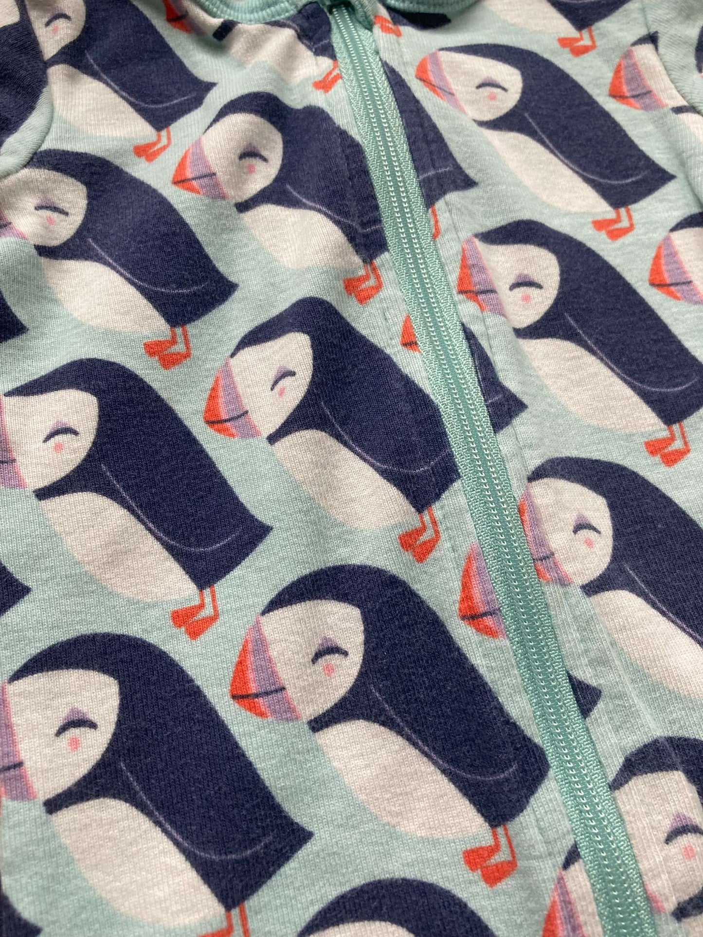 Puffin Turquoise Pajamas, Size 9-12 mos, Kids 12 Month (9-12M)