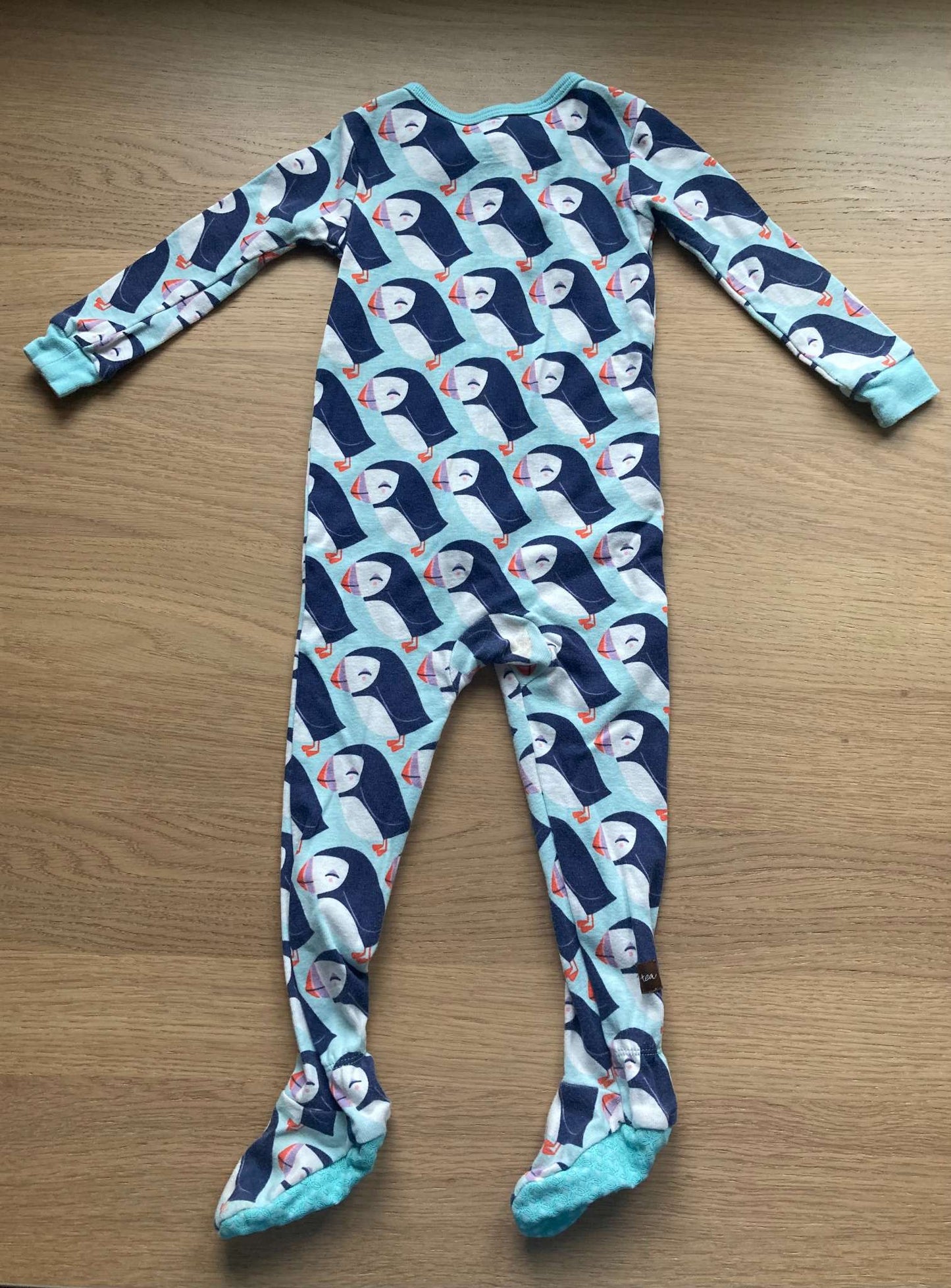Puffin Turquoise Pajamas, Size 9-12 mos, Kids 12 Month (9-12M)