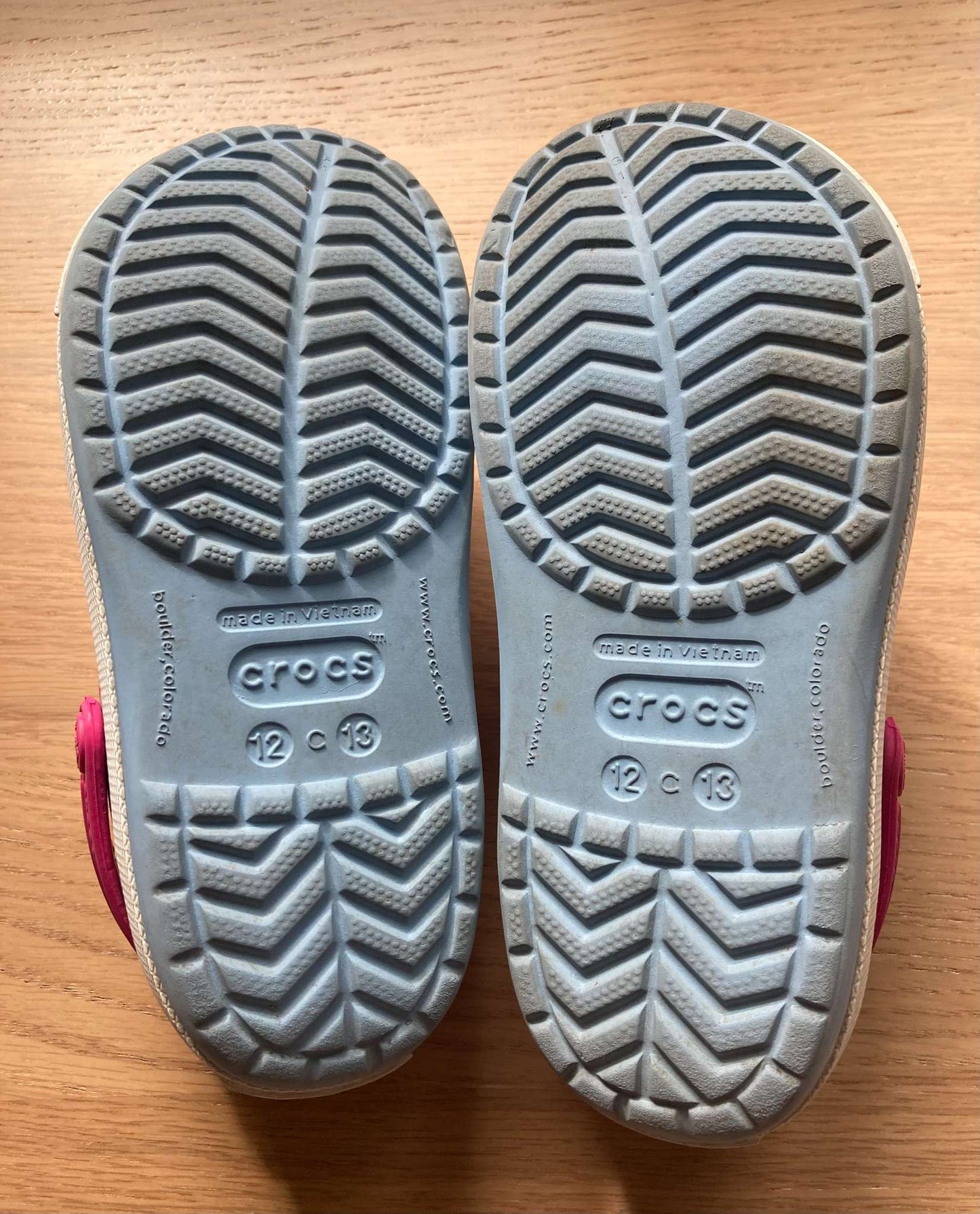 Floral Light Blue Crocs, Size 12-13, Shoes 12.5 (Kids:4-8yr)