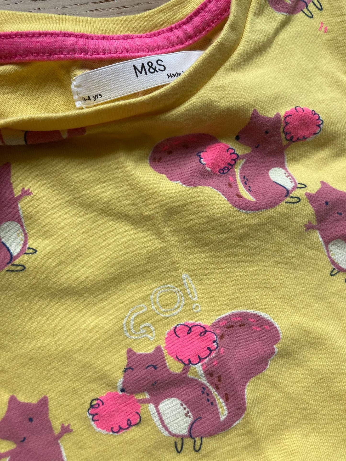 Yellow Dress with Squirrels, Size 3-4, Kids 3T