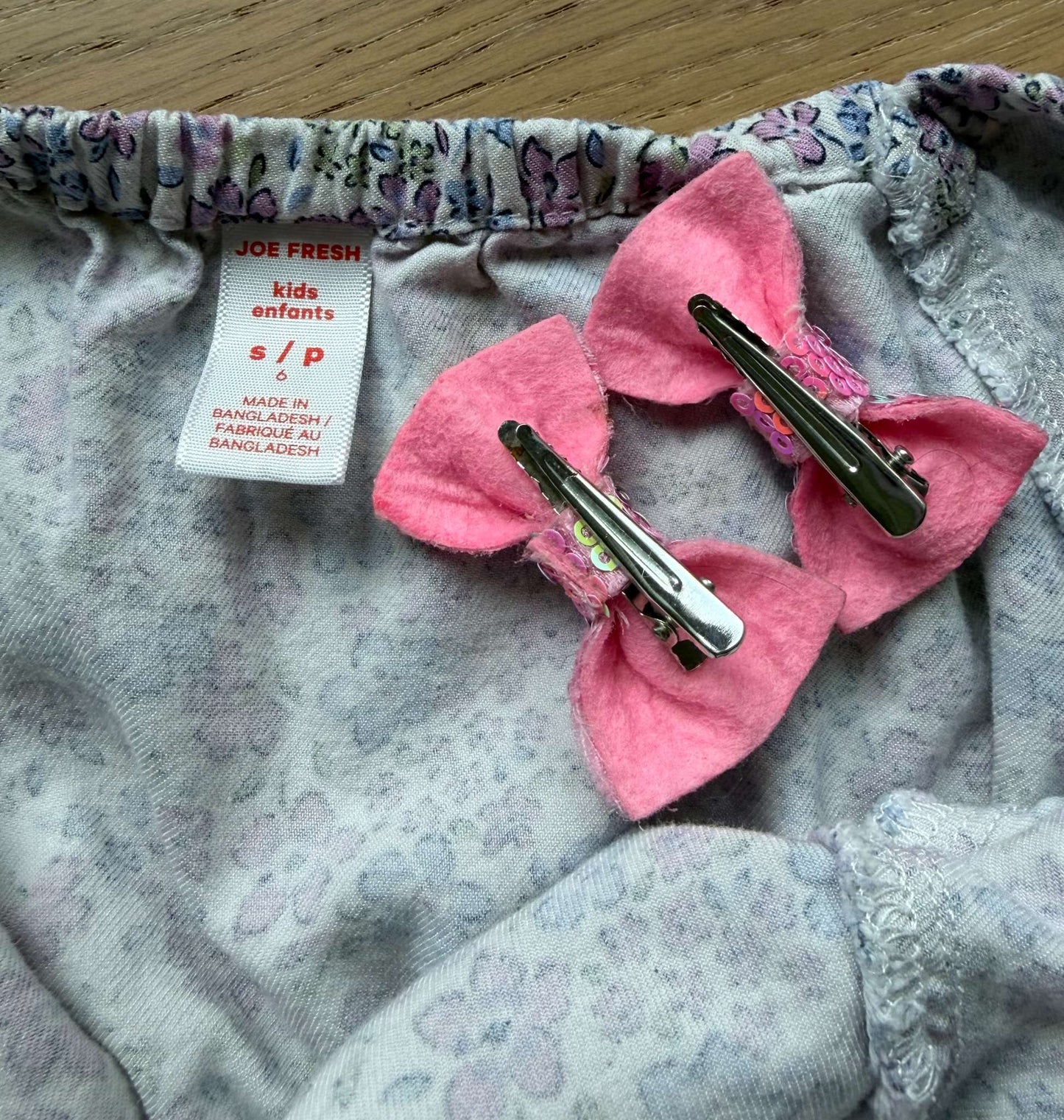 Puffed Sleeve Romper & Matching Barrettes, Size 6, Kids 6/6X