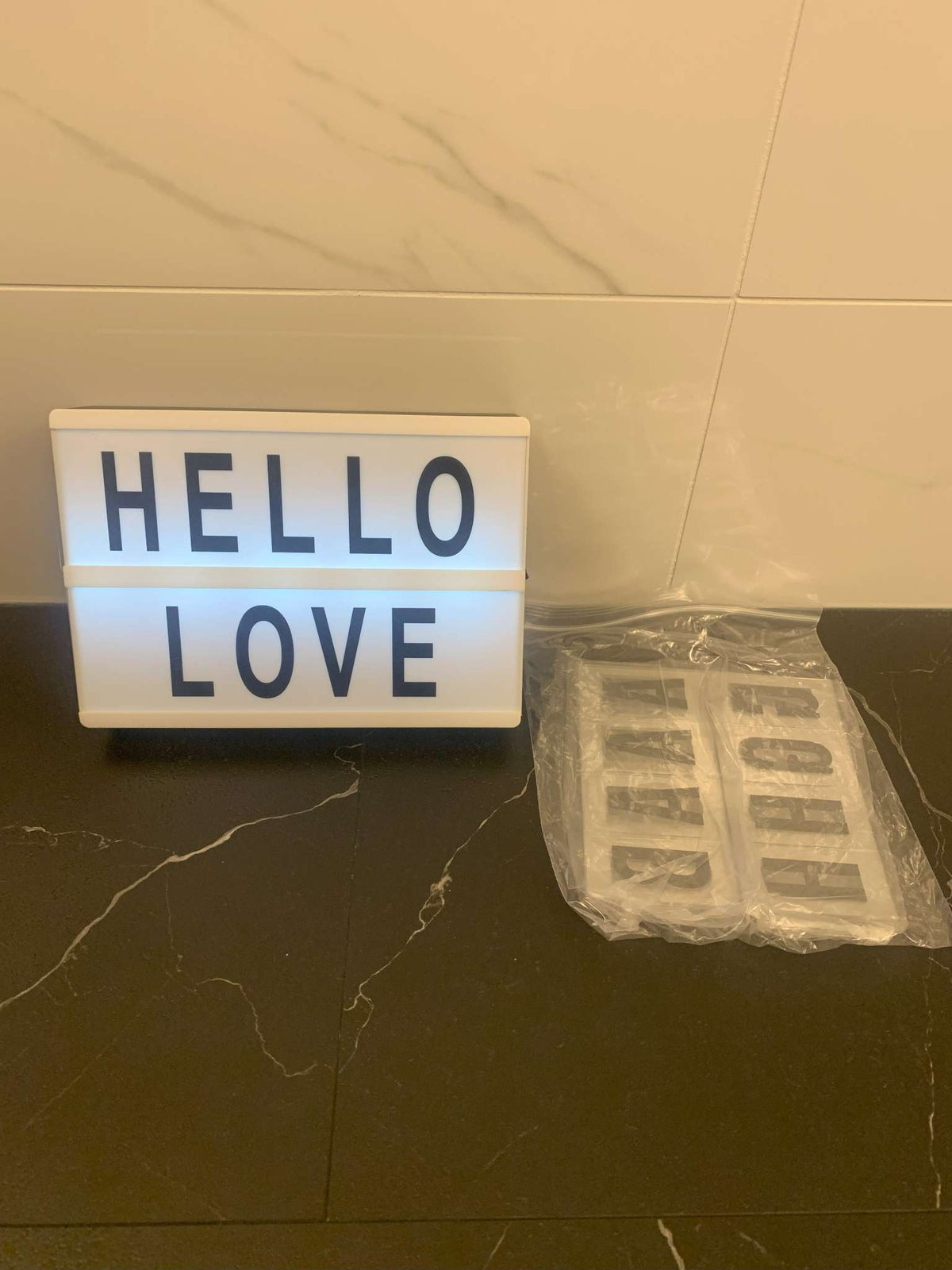 Small light box with bag of letters