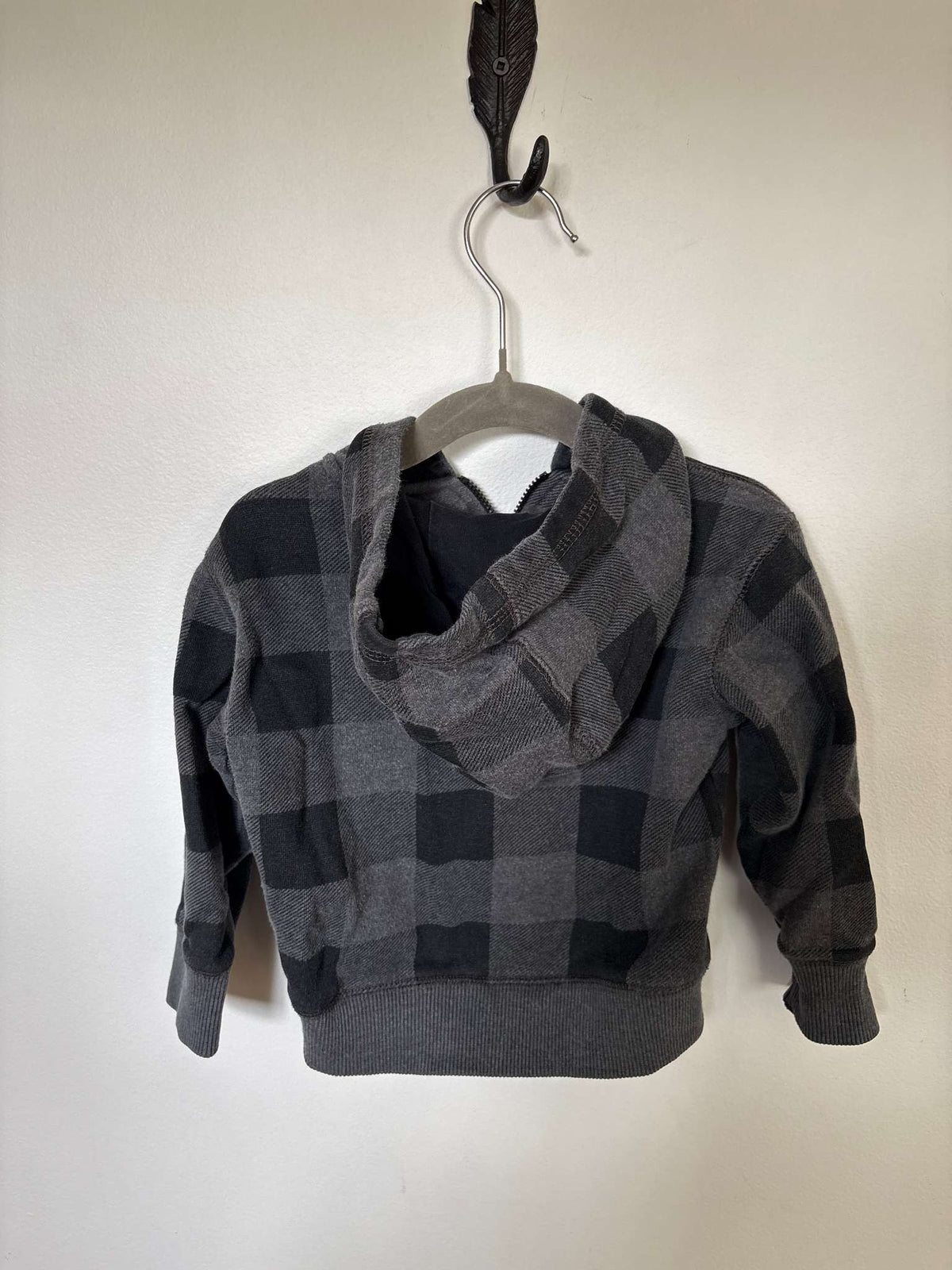 Dark Grey Plaid Hoodie, Kids 2T