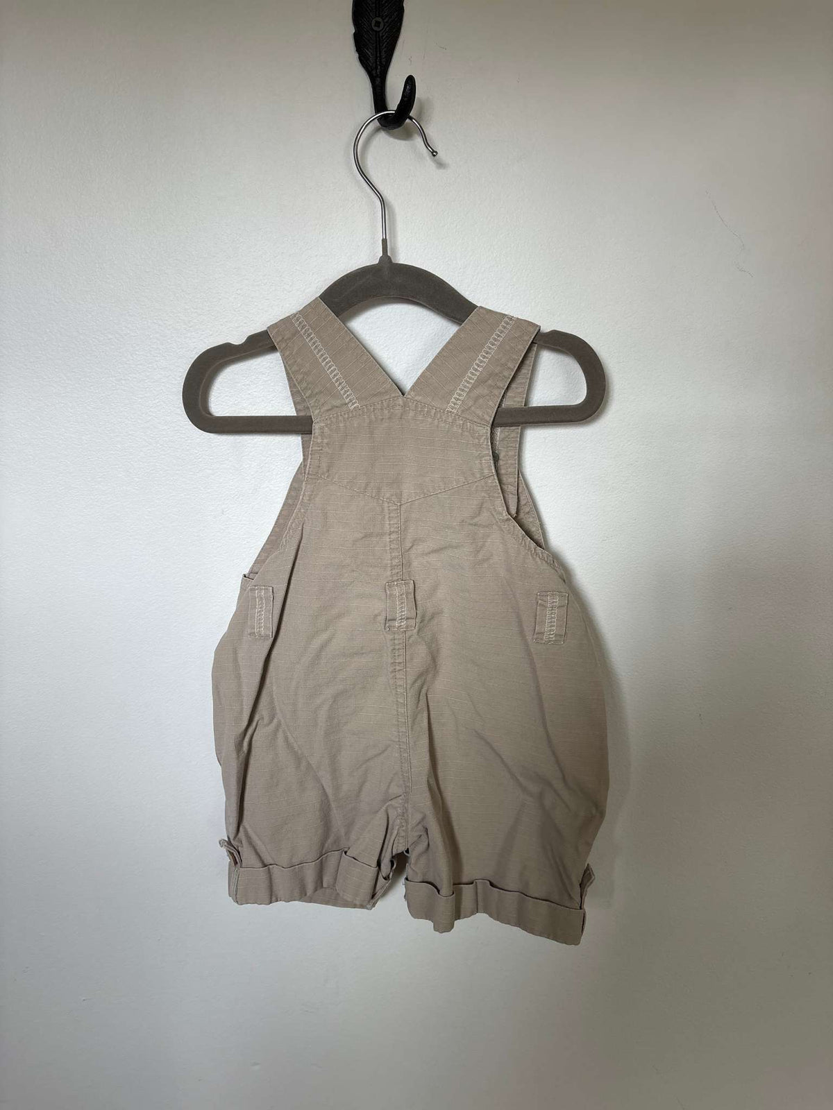 Khaki Overall Shorts, Kids 18 Month (12-18M)