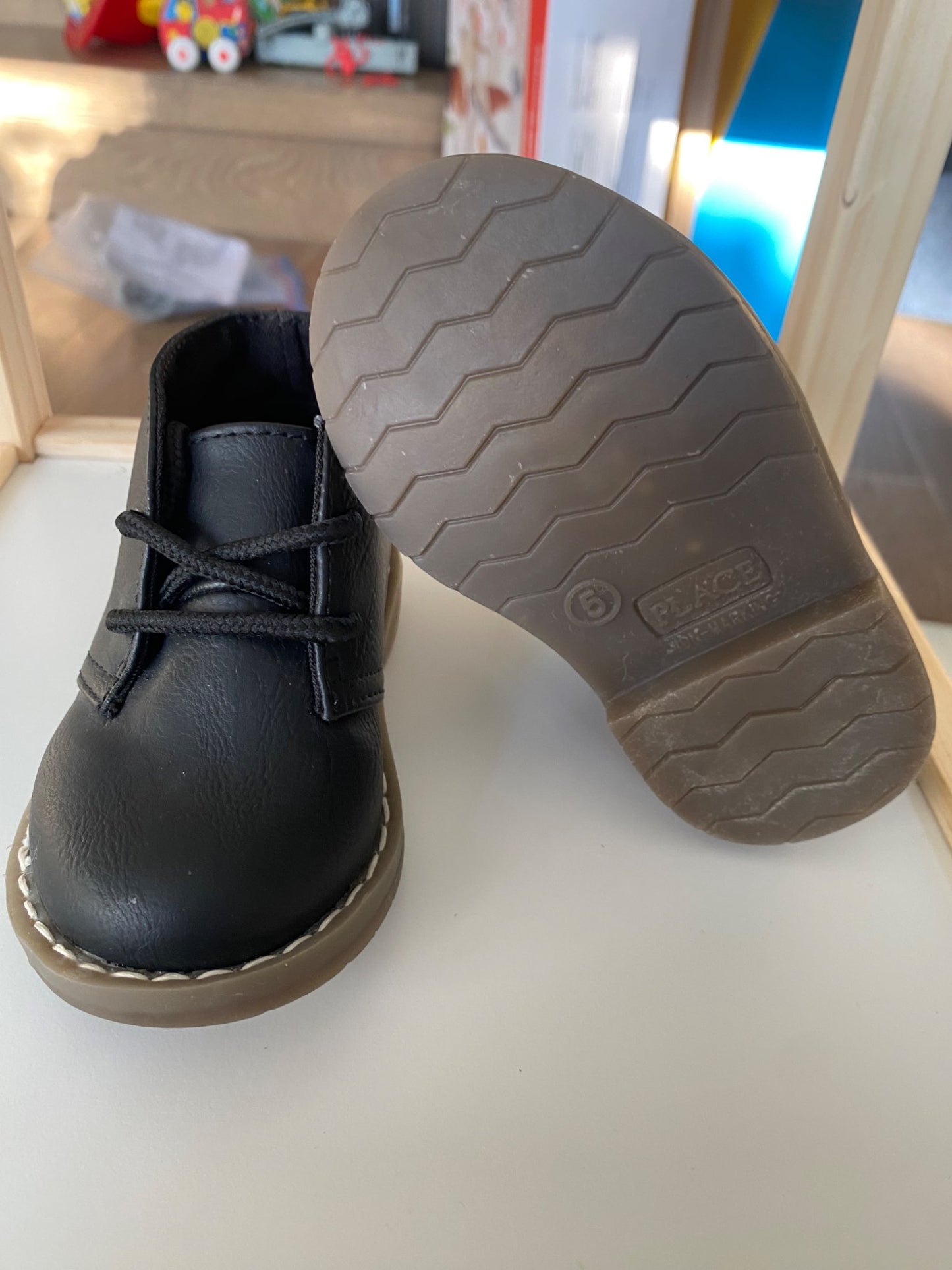 Toddler Boys Lace Up Boots - Black, Shoes 5 (Walkers:12-24 mth)
