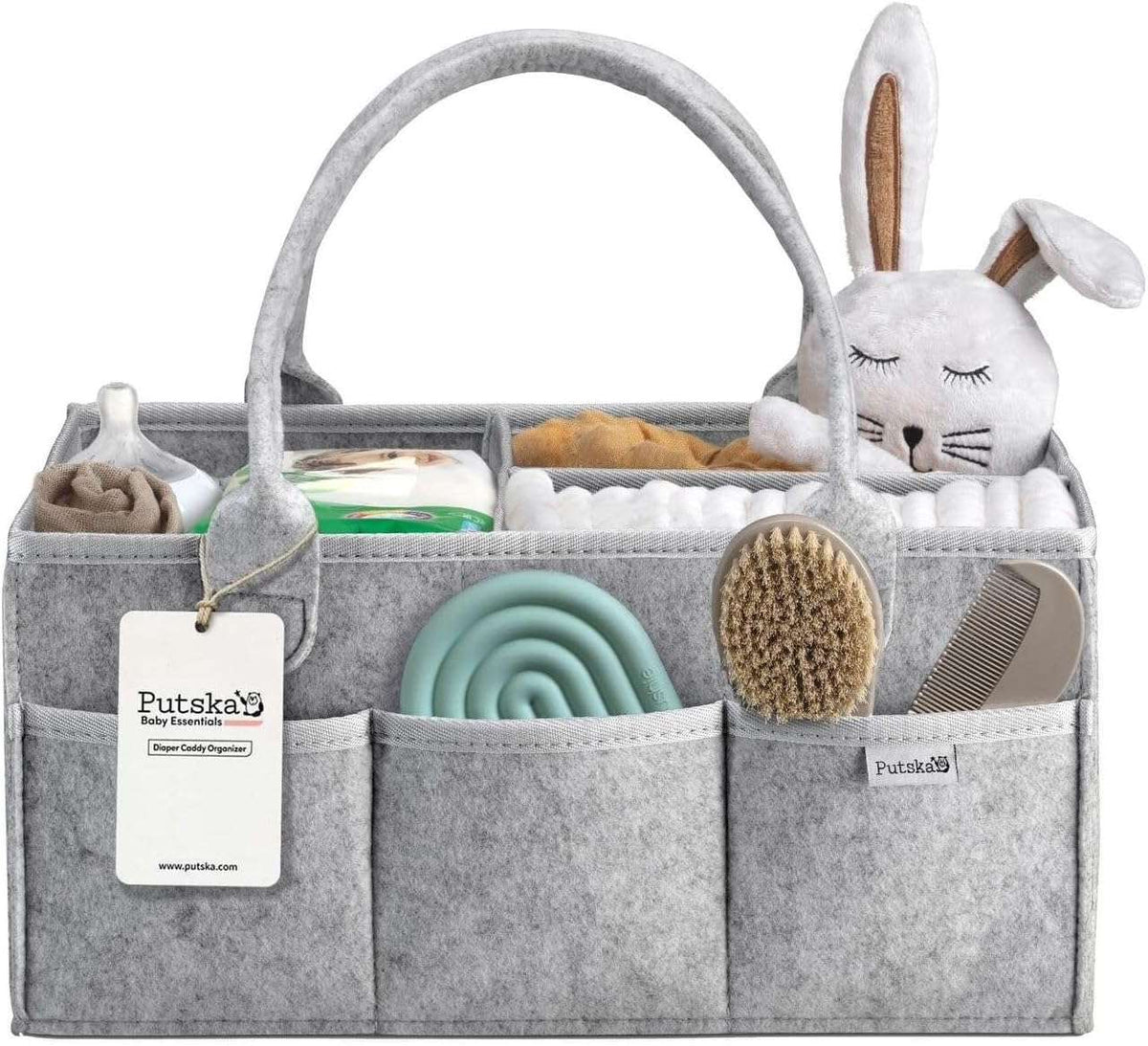 Baby Diaper Caddy Organizer, Felt Nursery Basket, Gray, Large