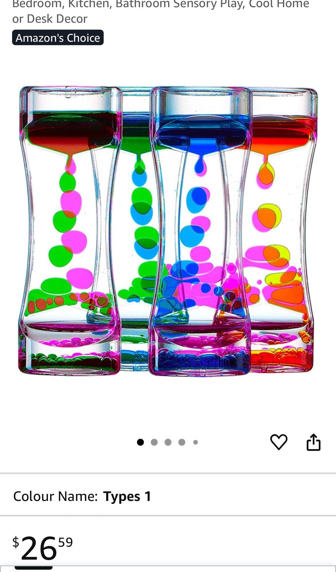2 x Liquid Motion Bubble Toys Hourglass Timer NEW