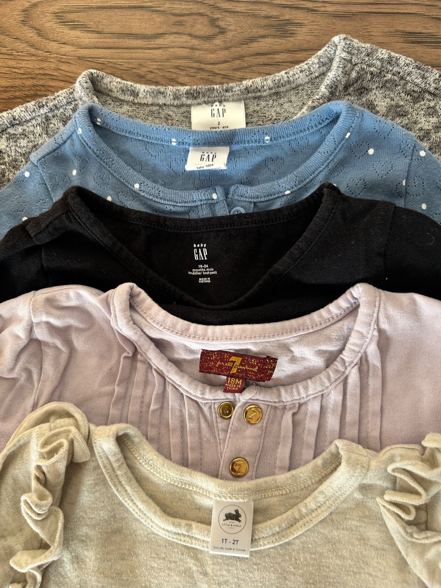 5 x Long sleeve shirts 18-24 mos (7 for All Mankind, Little & Lively, GAP), Kids 24 Month (18-24M)