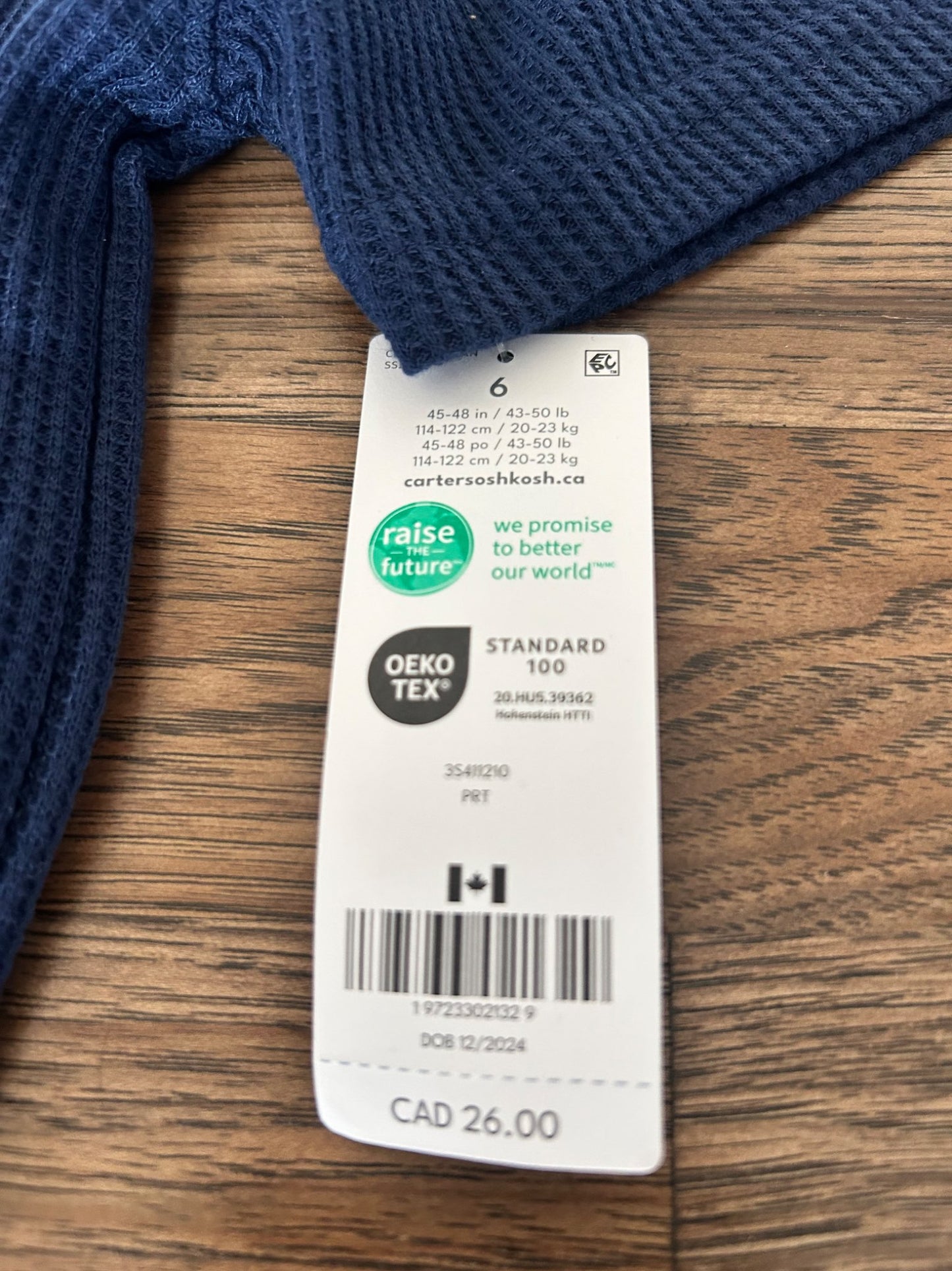 NWT Carter's Size 6 Boys Waffle Pajamas (MSRP $26), Kids 6/6X (extra small)