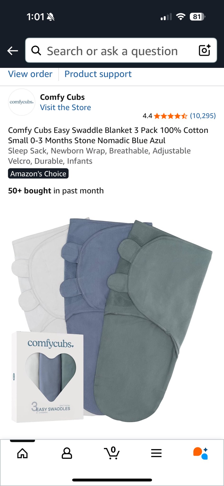 3 Pack of Velcro Swaddles, 0-3 Months (Newborn)